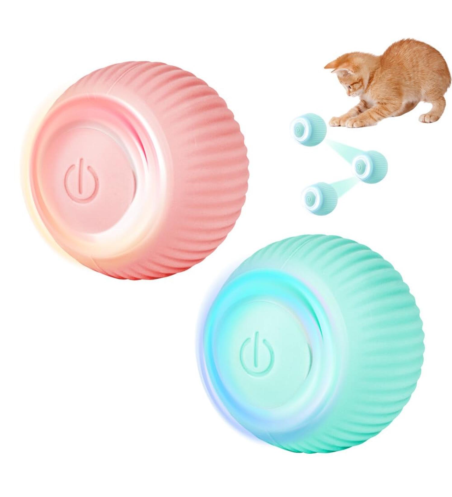 TGKYK Electric Cat Toys - Interactive Intelligent Balls for Cats & Dogs - 2 Pack (Pink & Green) - Quiet & Fun Playtime - Buy Online on GoSupps.com