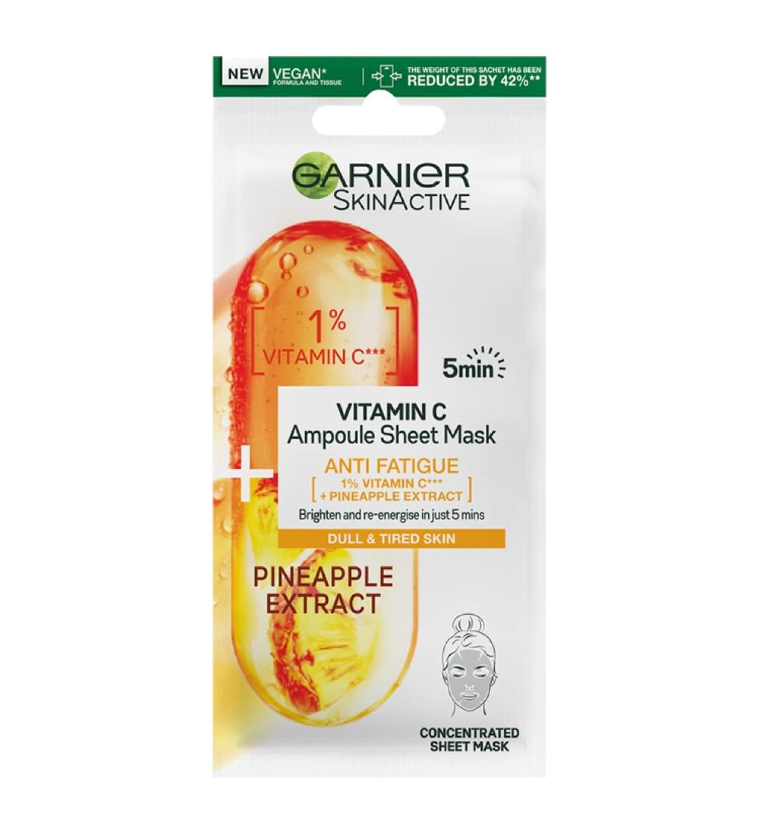 Garnier SkinActive Vitamin C Anti Fatigue Ampoule Sheet Mask 15g