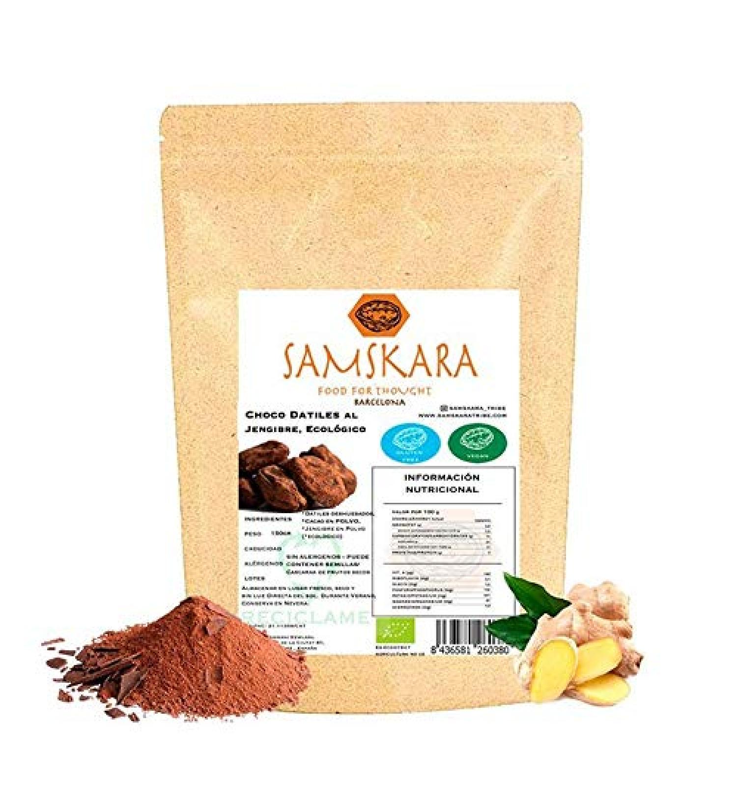 Chocolate dates ginger Organic BIO Dates Choco Ginger Samskara food for thought 150gr x 6 - Buy Online on GoSupps.com