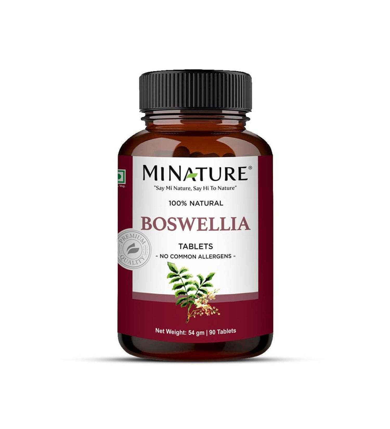 Boswellia Tablets by mi Nature| | Pure & Natural herb | Free from Chemical & Preservative| Plant Based Gluten Free |90 Tablet 45 Days Supply 1000mg - Buy Online on GoSupps.com