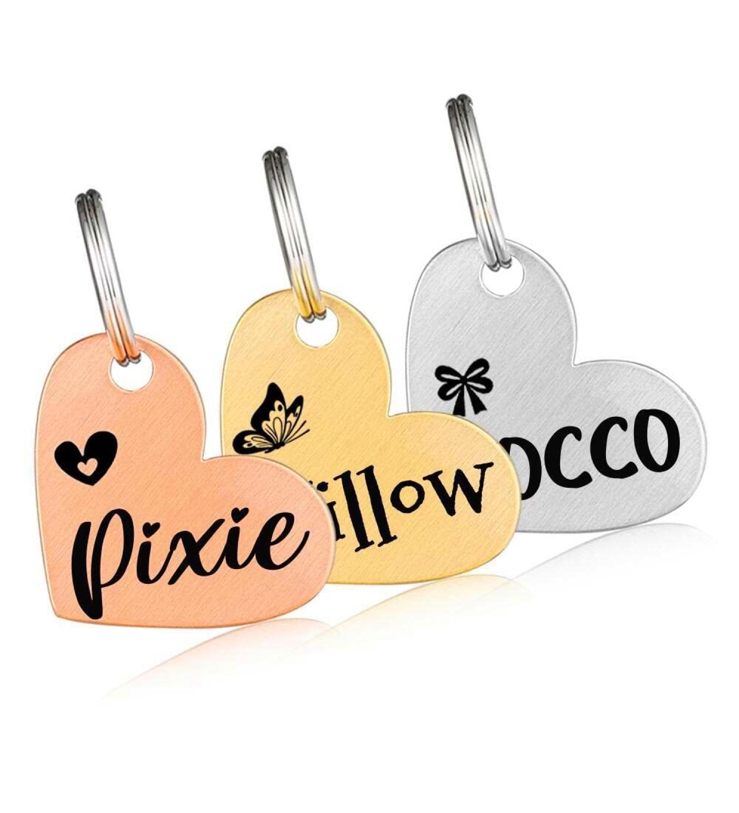 Dog Tags for Pets Engraved ID Tag Personalised Dog Name Tags Customised Cat Tags Deep Laser Engraving Free Engraved on Both Sides Various Design Options (Heart) - Buy Online on GoSupps.com