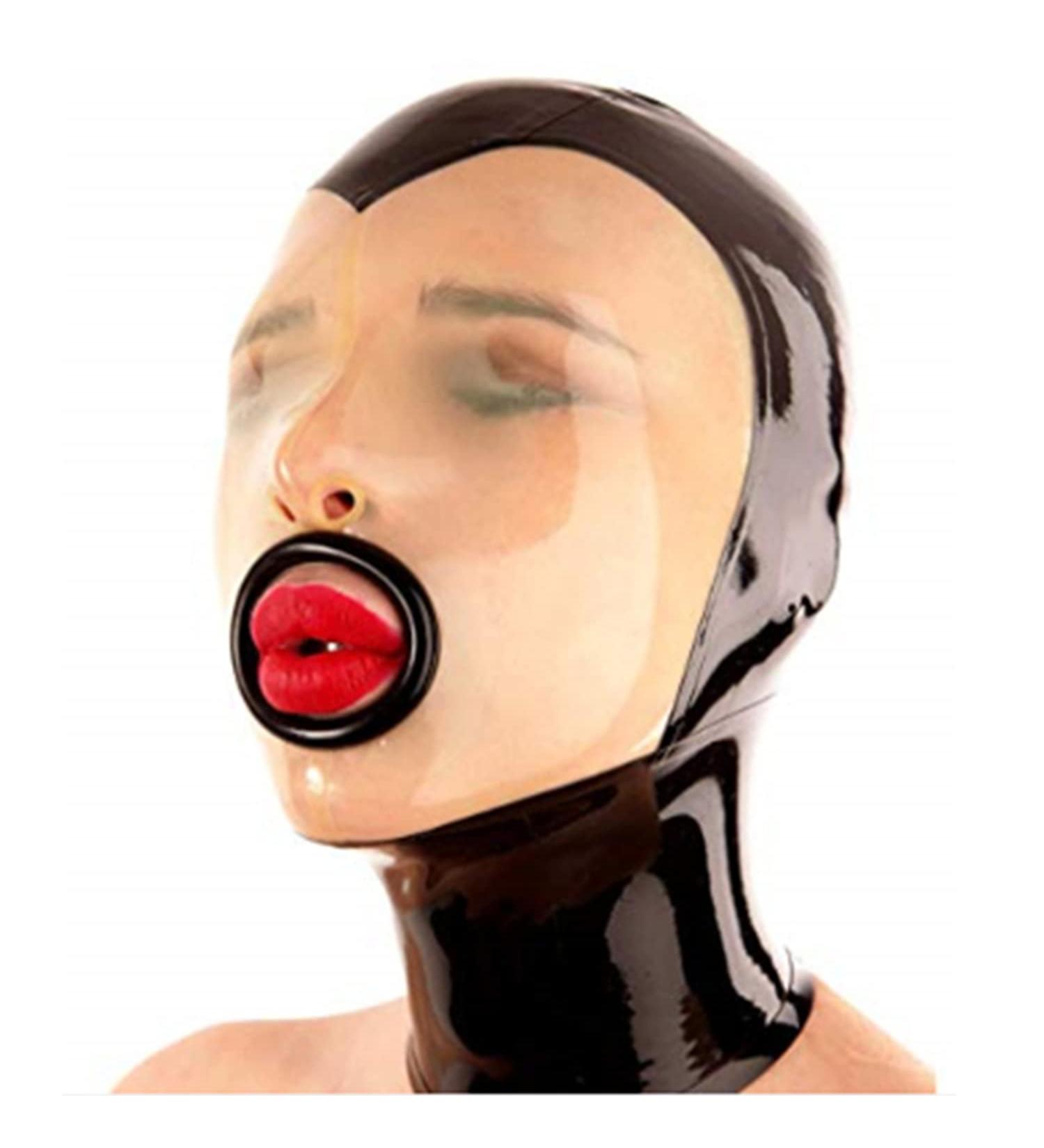 Latex Hood with Rolled Mouth Hole & Back Zipper - Exotic Rubber Mask for Club Party Wear | Small Size - Buy Online on GoSupps.com