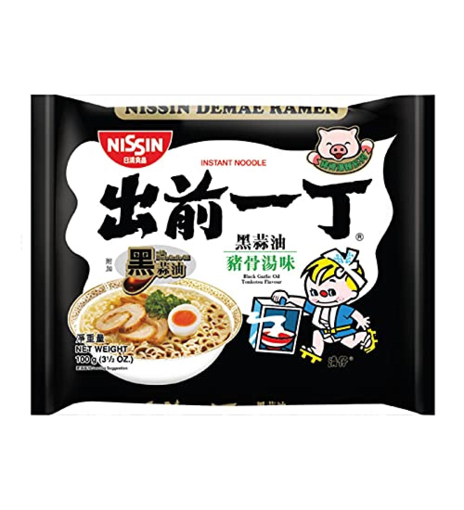 Nissin Japan DEMAE ITCHO Black Garlic Oil and Artificial Pork Flavor 100g x 5 Pack Made in Hong Kong Japanese Ramen