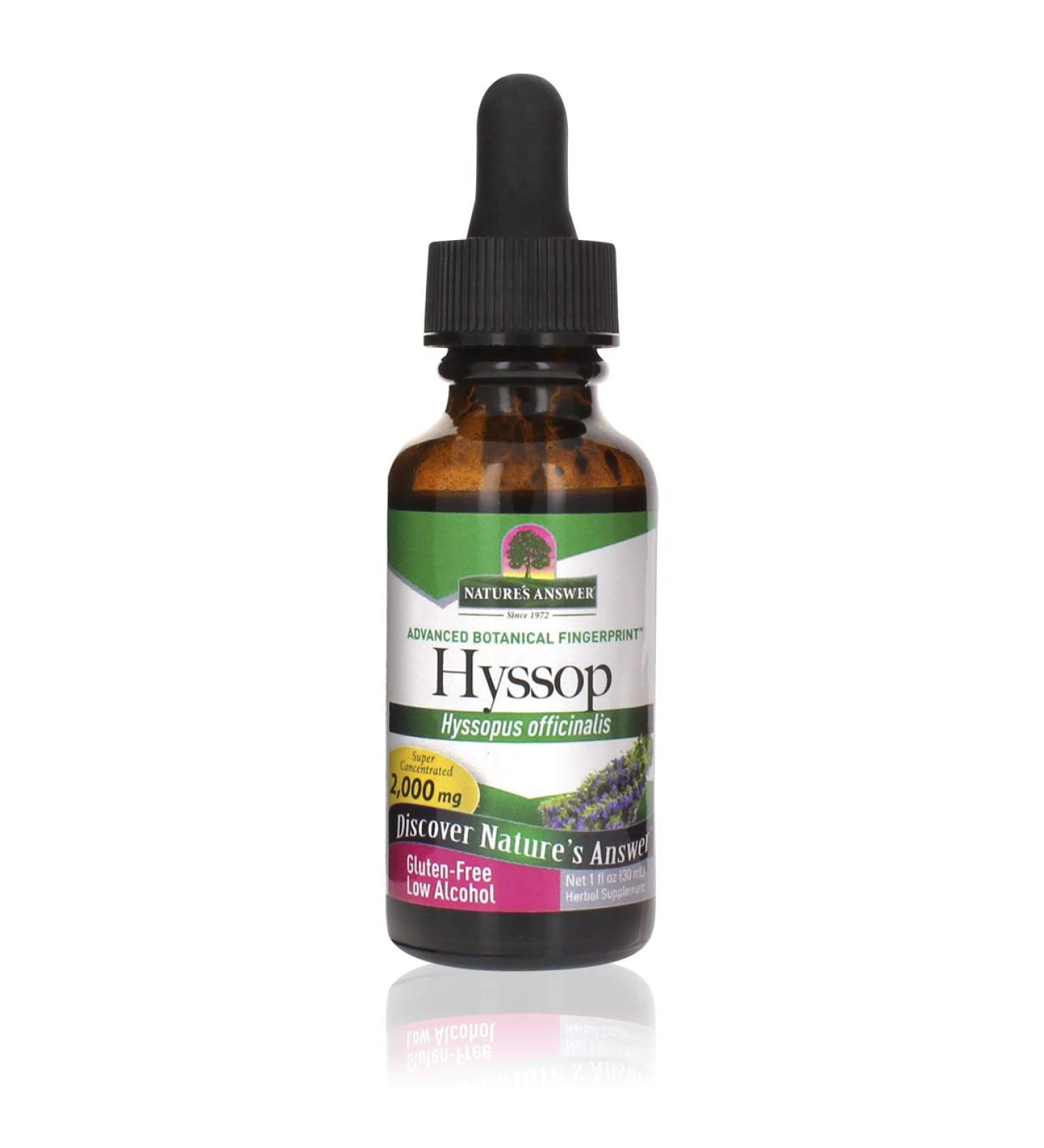 Nature's Answer Hyssop Herb Supplement 1 oz | Organic Alcohol | Promotes Wellness, Calming Aid, Natural Stress Reliever - Buy Online on GoSupps.com