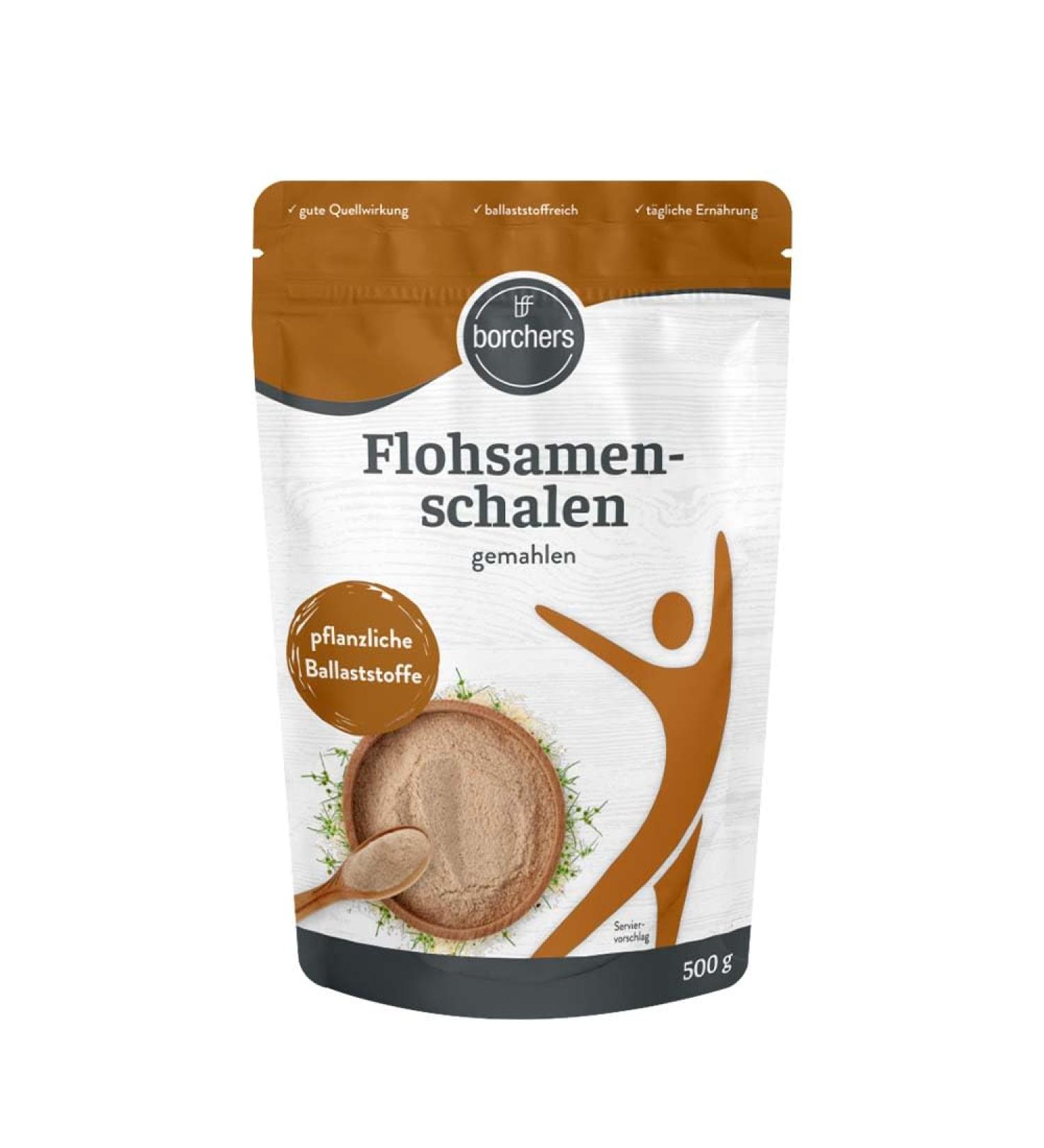 BORCHERS Ground psyllium husks 500 g with inulin swelling effect rich in fiber vegan popular in baking for dishes and drinks tasteless - Buy Online on GoSupps.com