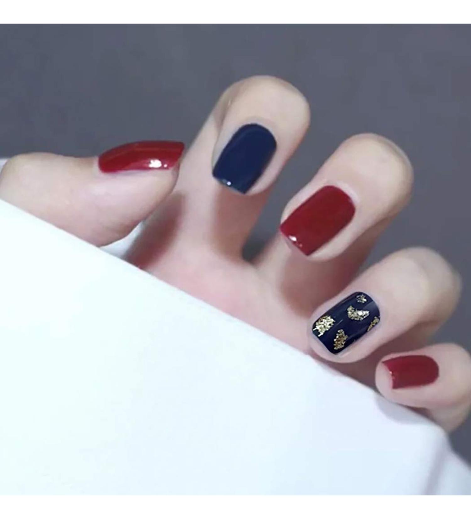 Sethexy Square Wrong Nails - Sparkle Red & Blue Acrylic Press-On Nail Art - 24 Complete Cover Tips for Women & Girls - Shop Internationally! - Buy Online on GoSupps.com