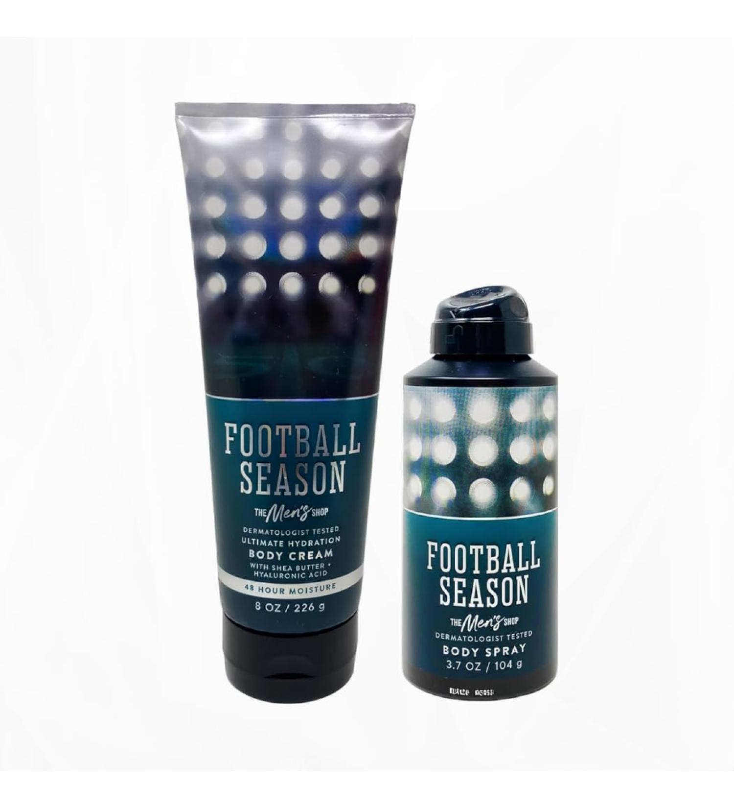 Bath & Body Football Season Body Spray (3.7 oz / 104 g) and Ultimate Hydration Body Cream (8 oz / 226 g) Men's Gift Set (Packaging Design Styles May Vary)