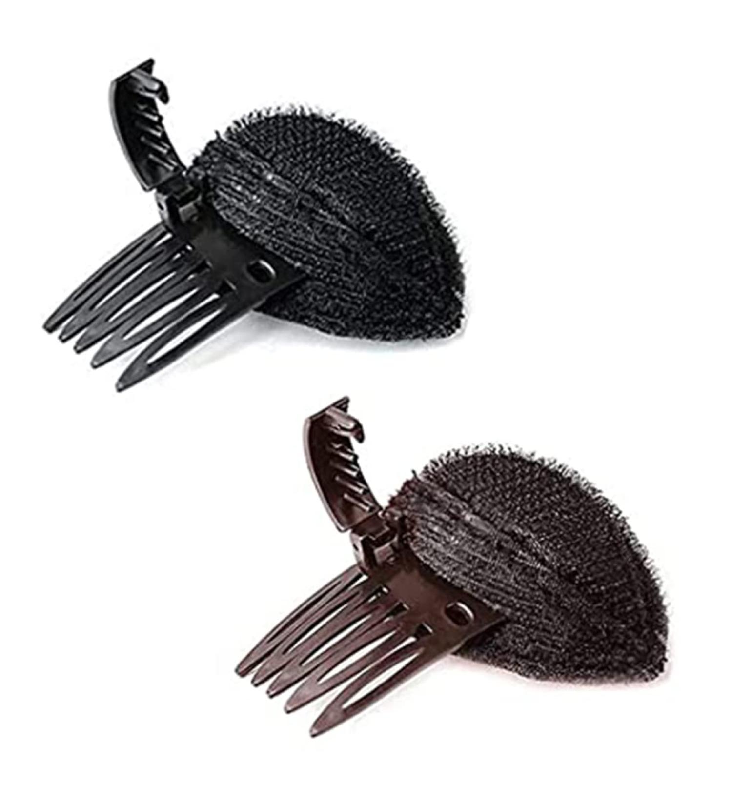 2 Pcs Invisible Perfect Puff Hair Head Cushion - Black & Brown | Fluffy Hair Pad Sponge Clip for Women & Girls - Buy Online on GoSupps.com