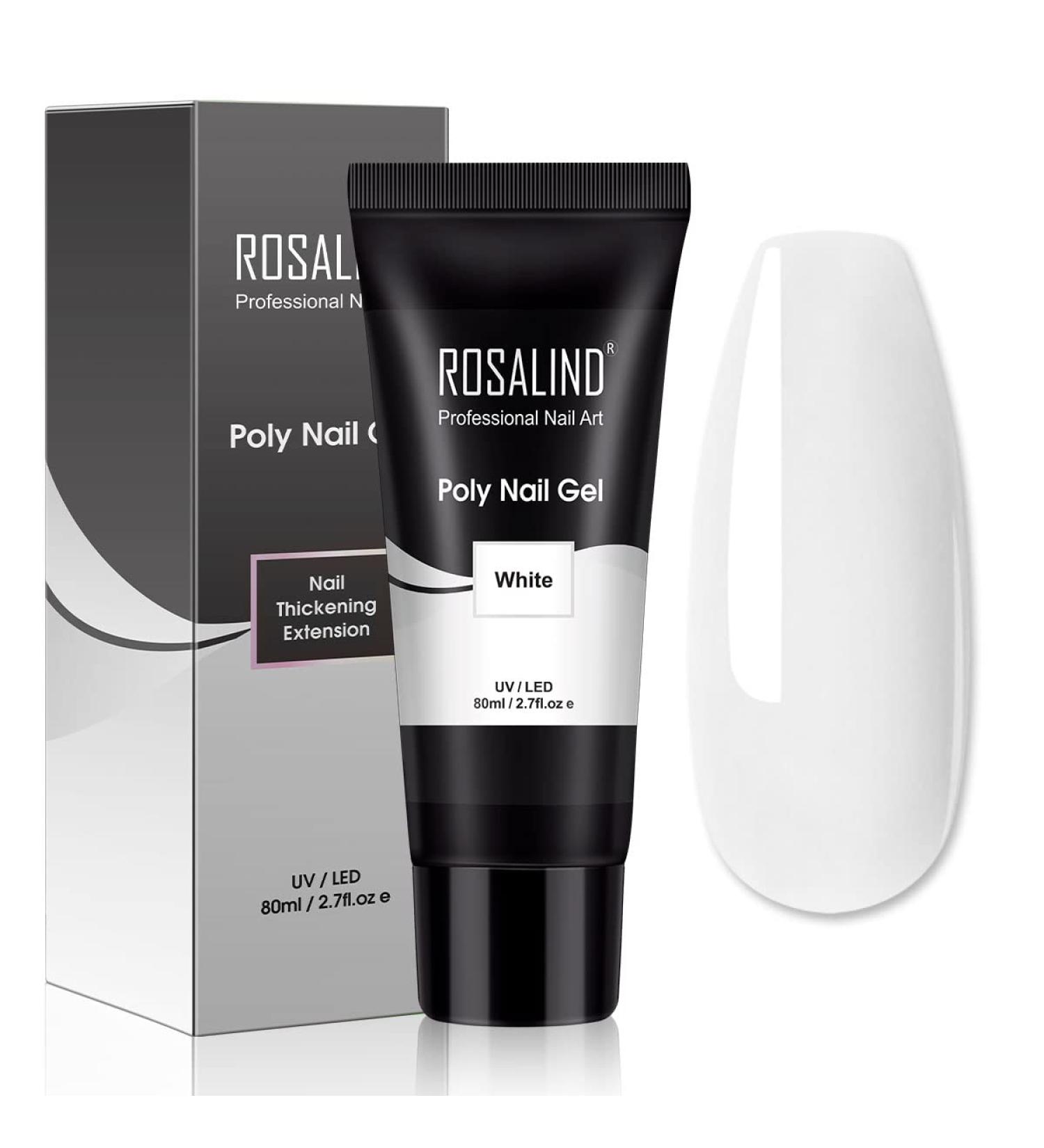 ROSALIND White Poly Extension Gel 80ml | Easy DIY Nail Builder Gel for Thickening and Decoration | UV Lamp Required - Buy Online on GoSupps.com