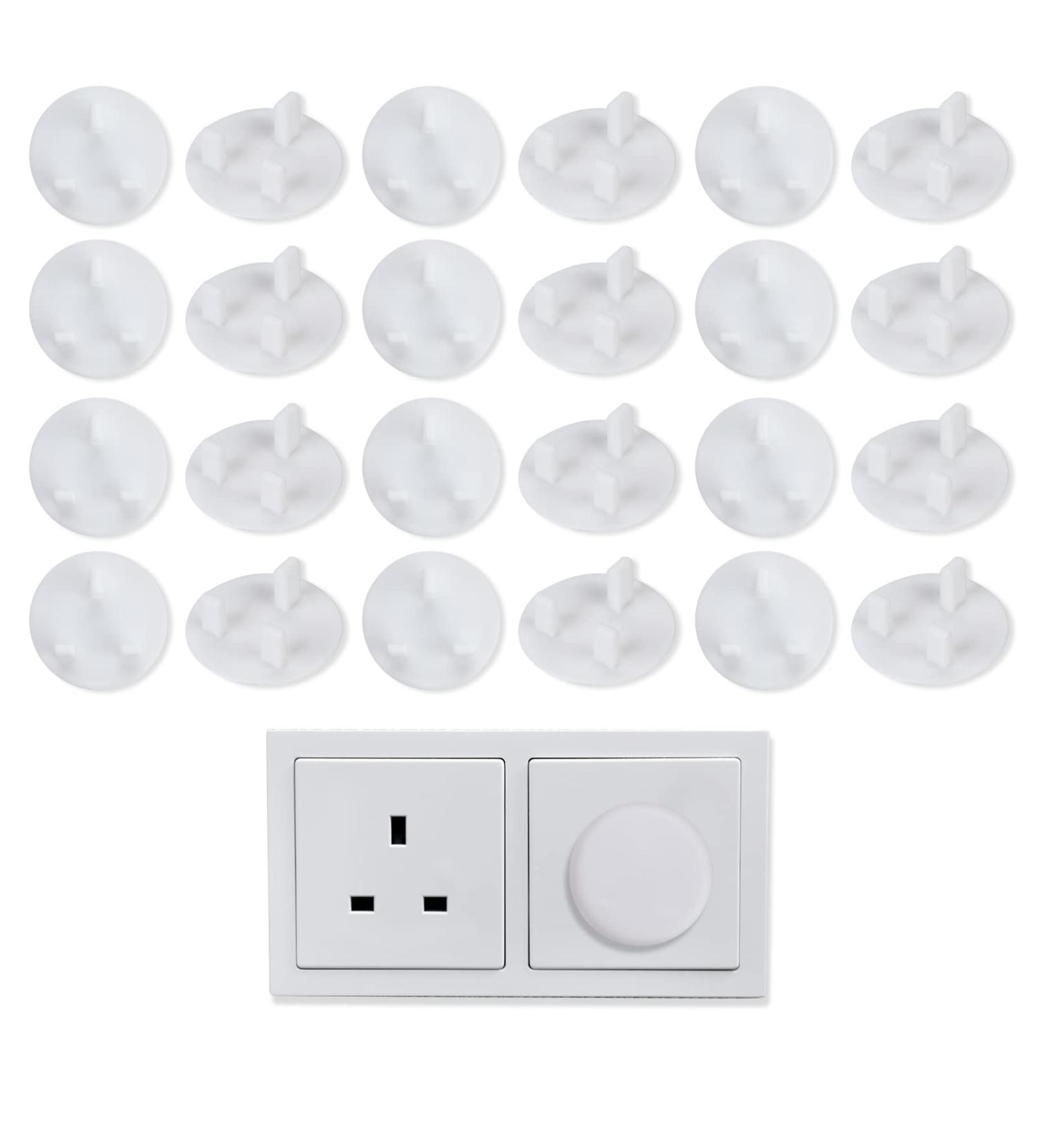 24pcs Plug Socket Covers UK White Safety Plastic Outlet Covers Protector Baby Secutity Shock Prevention Ideal for Children Safety at Home and School&Easy Install - Buy Online on GoSupps.com