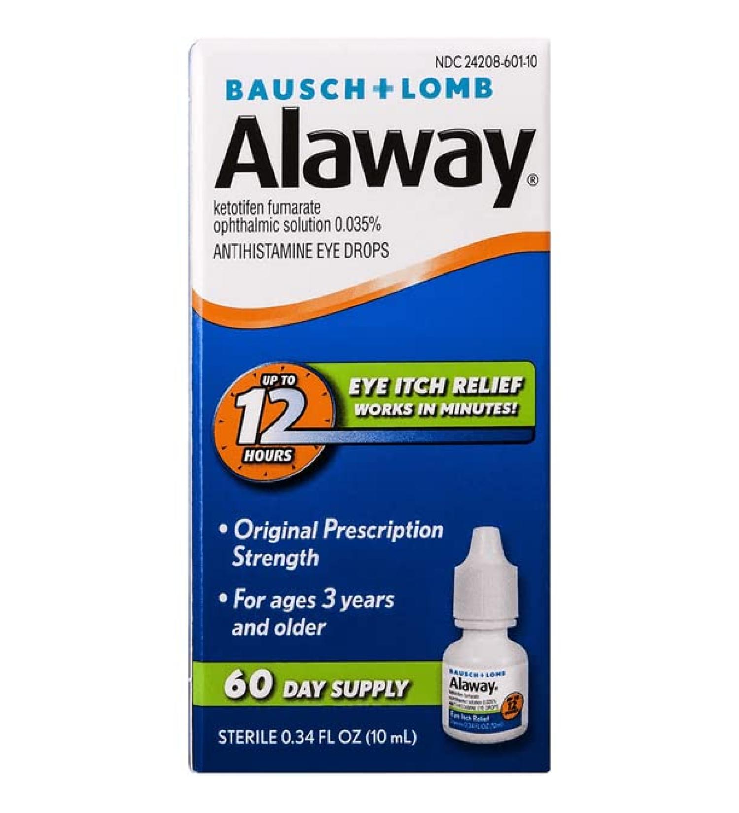 Bausch & Lomb Alaway Itch Relief Eye Drops 0.34 oz - 2 ct (Pack of 2) - Buy Online on GoSupps.com