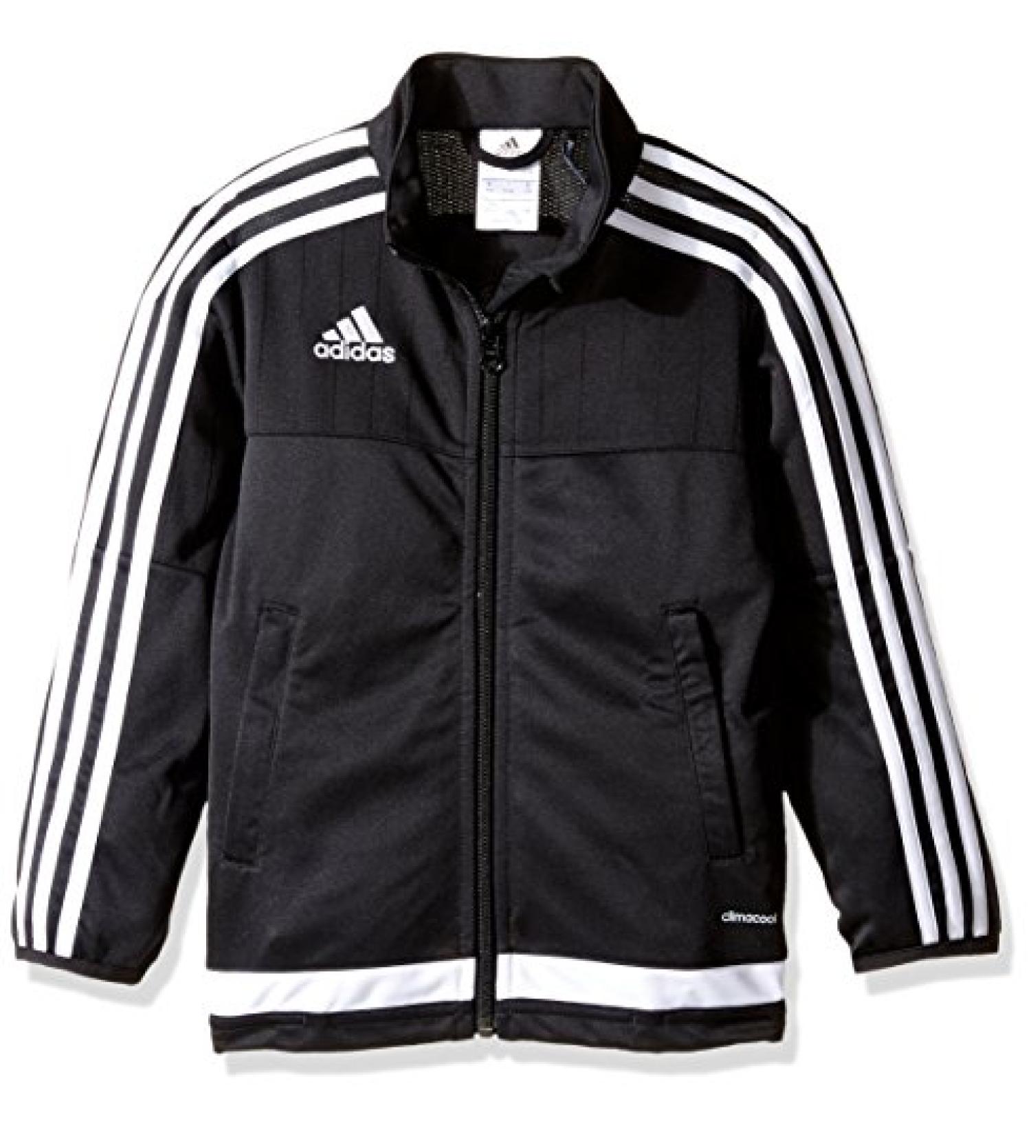 adidas Unisex-Child Soccer Tiro 15 Training Jacket Small Black/White/Black