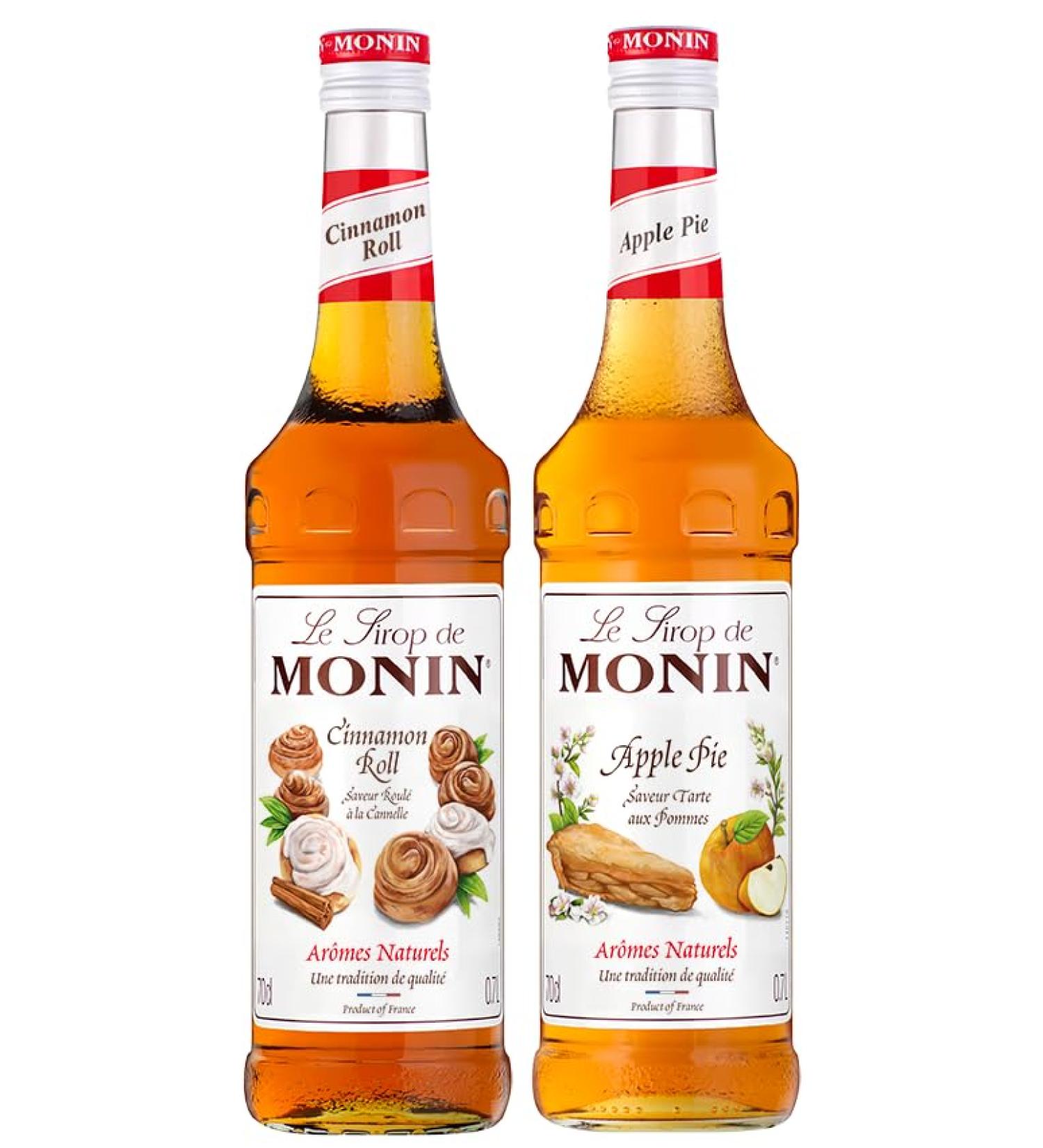 MONIN - Cinnamon Rolled Syrup Assortment - Cinnamon Roll and Apple Pie Syrup for Coffee Hot Chocolate Cappuccino Latte - Natural Flavors - 2x70 cl - Buy Online on GoSupps.com