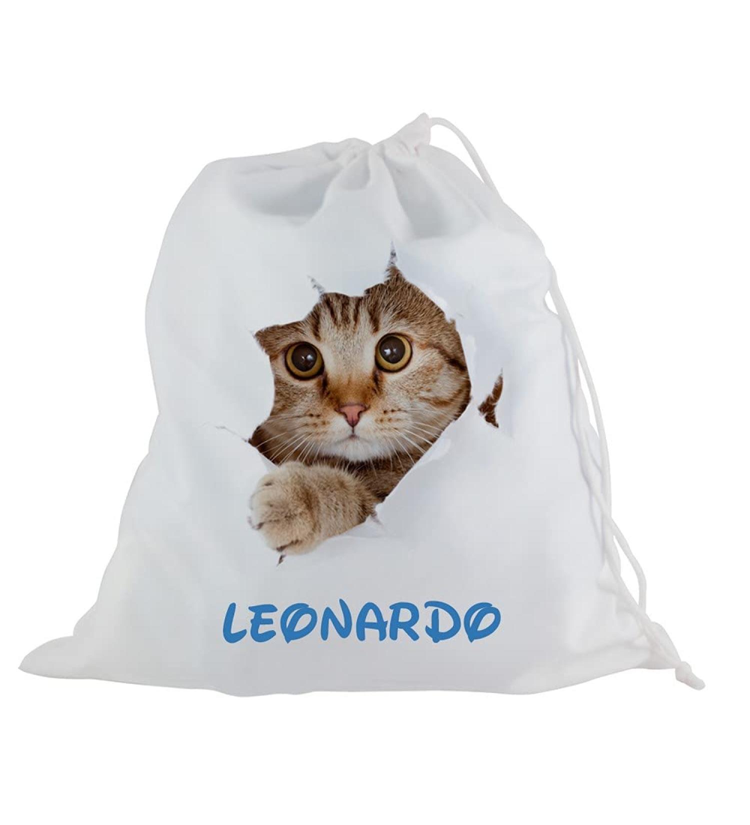 Almatex srl Personalized nursery with name bag 32 x 40 cm Made in Italy prompt delivery cat