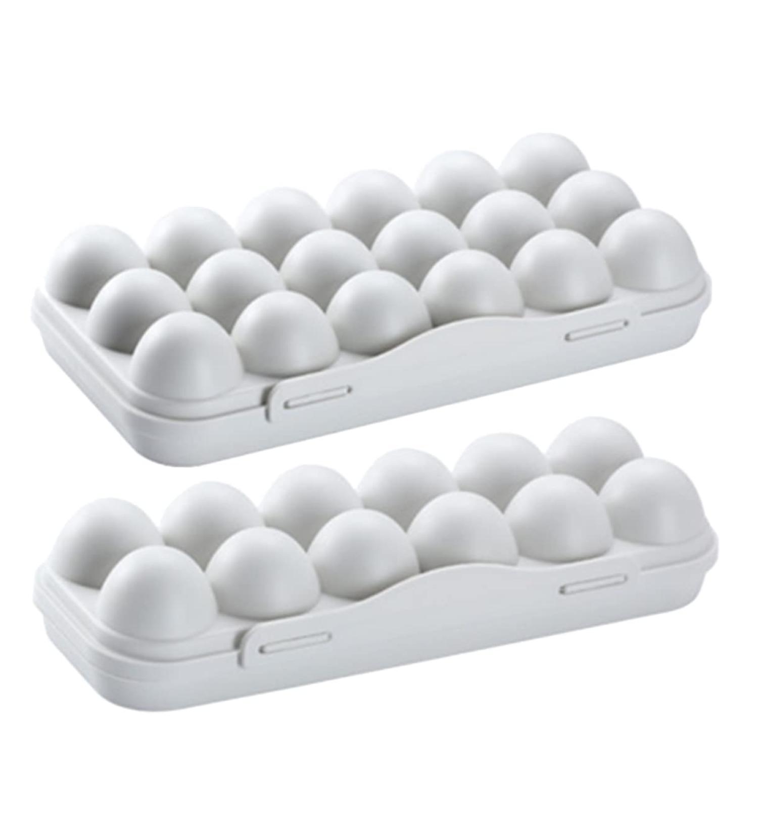 Mikinona 2pcs Pizza Container Fridge Egg Tray Egg Cartons Egg Organizer Egg Rack Plastic Barrel High Capacity Grey 30x15cm - Buy Online on GoSupps.com