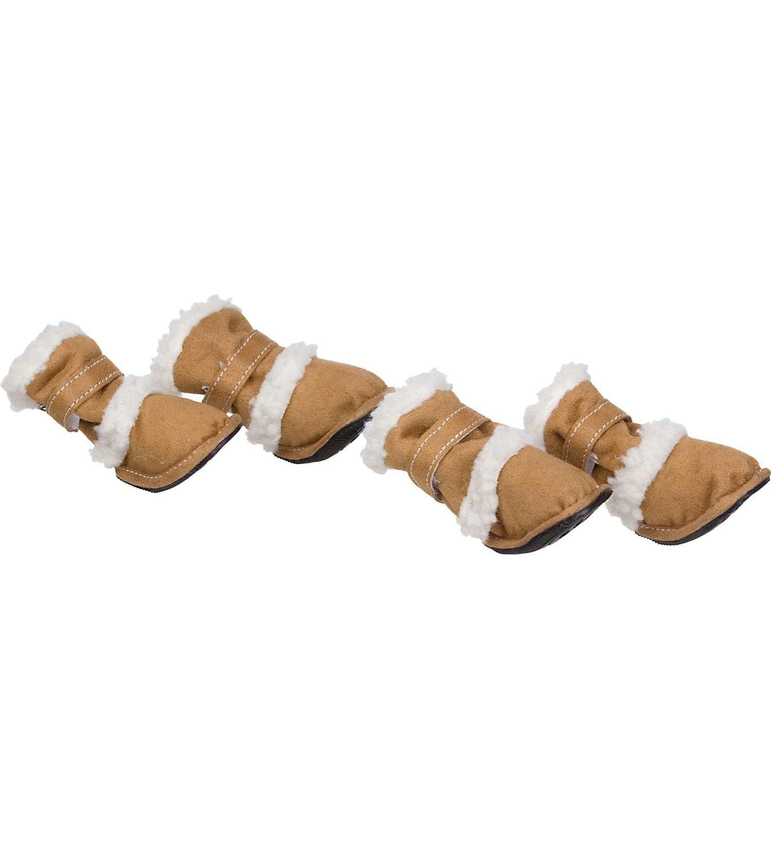 Pet Life Duggz Shearling Dog Shoes - X-Large Winter Dog Boots Set (4) - Beige with Hook-and-Loop Ankle Support - Buy Online on GoSupps.com