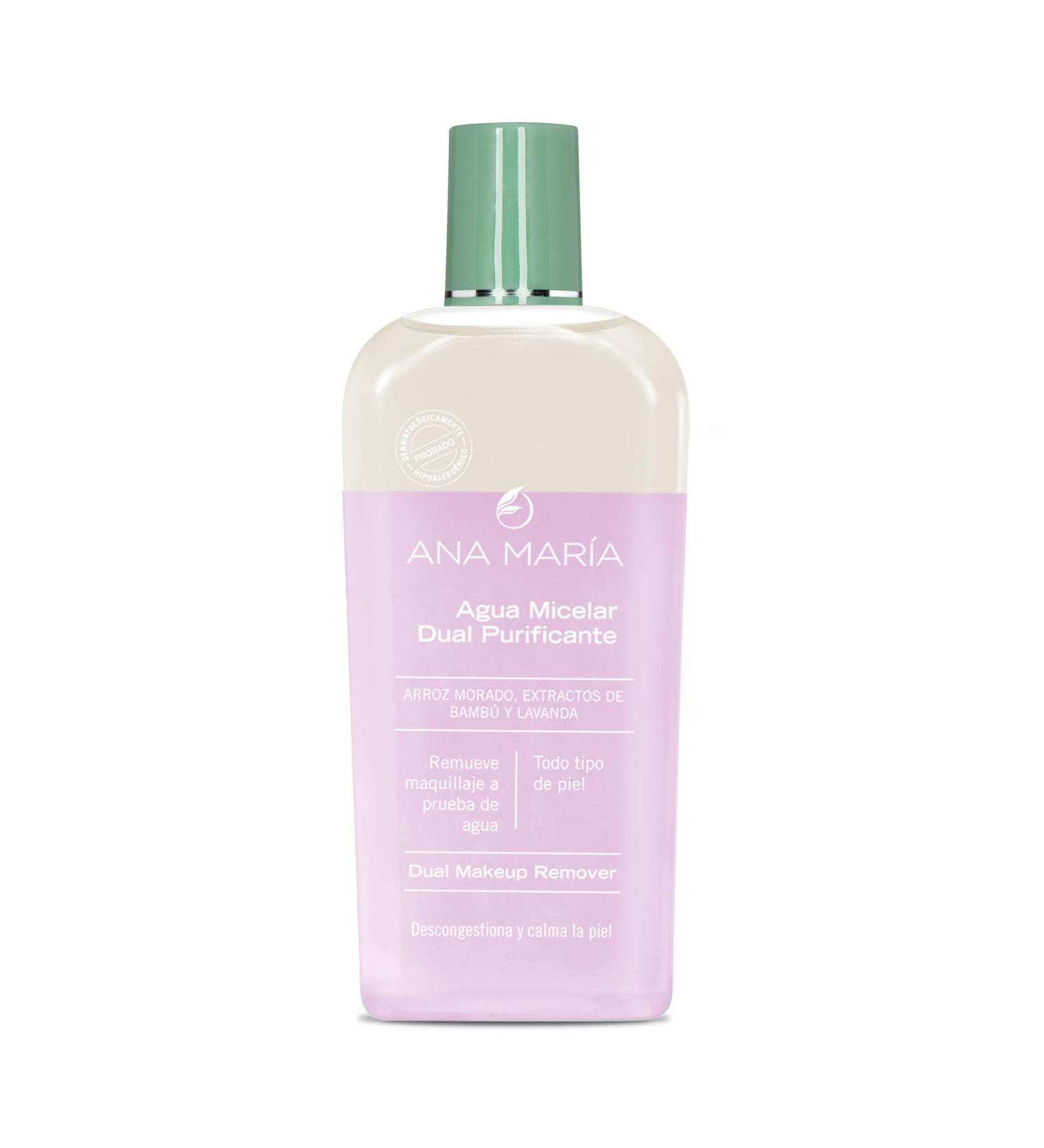 Ana Maria Agua Micelar Dual Purificante Todo Tipo de Piel Descongestiona y Calma la Piel | Dual Makeup Remover 6oz-180ml