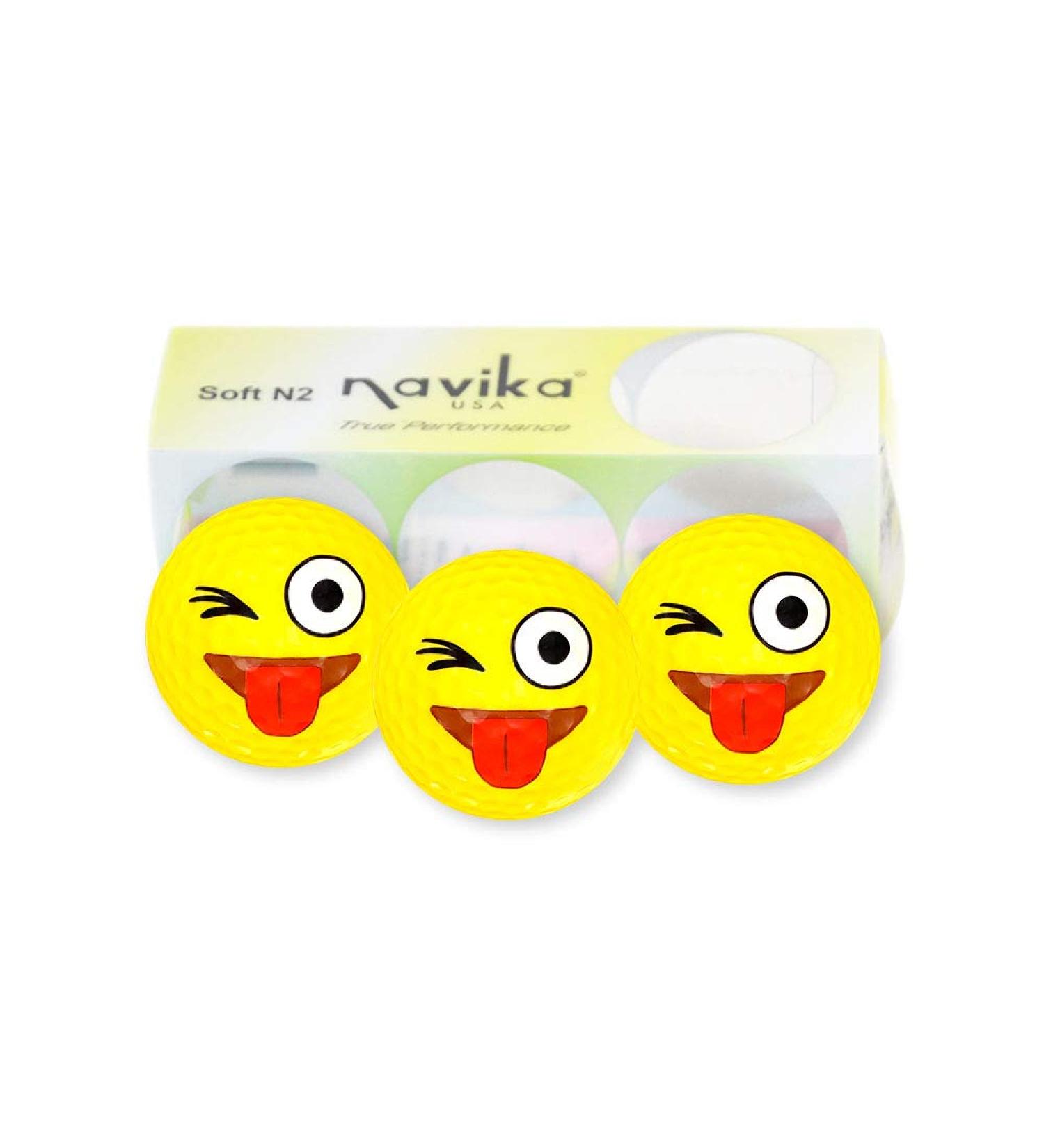 Navika Emoji Just Kidding Bright Yellow Golf Balls - Pack of 3 | Smiley Face Print | Gift for Junior or Women Golfers - Buy Online on GoSupps.com