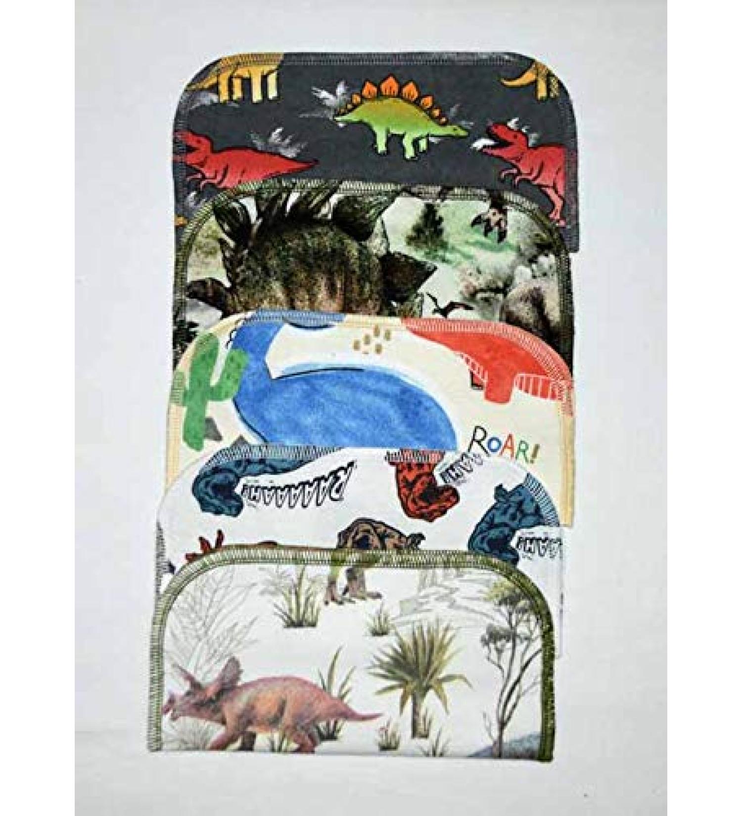 Set of 5 Dinosaur Printed 2 Ply Flannel Cloth Wipes - 8x8 Inches - Buy Online on GoSupps.com