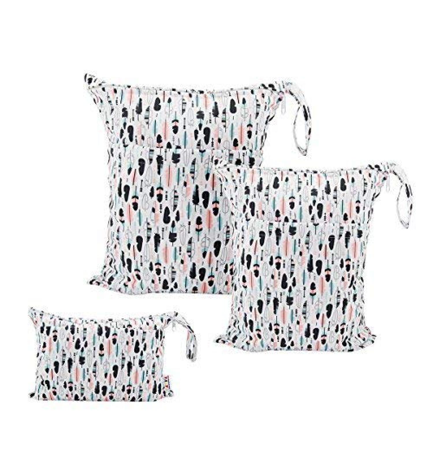 Alvababy 3-Piece Wet Bag Set | Reusable Diaper Bags with 2 Zip Pockets | Eco-Friendly Storage for Baby Diapers on the Go - Buy Online on GoSupps.com