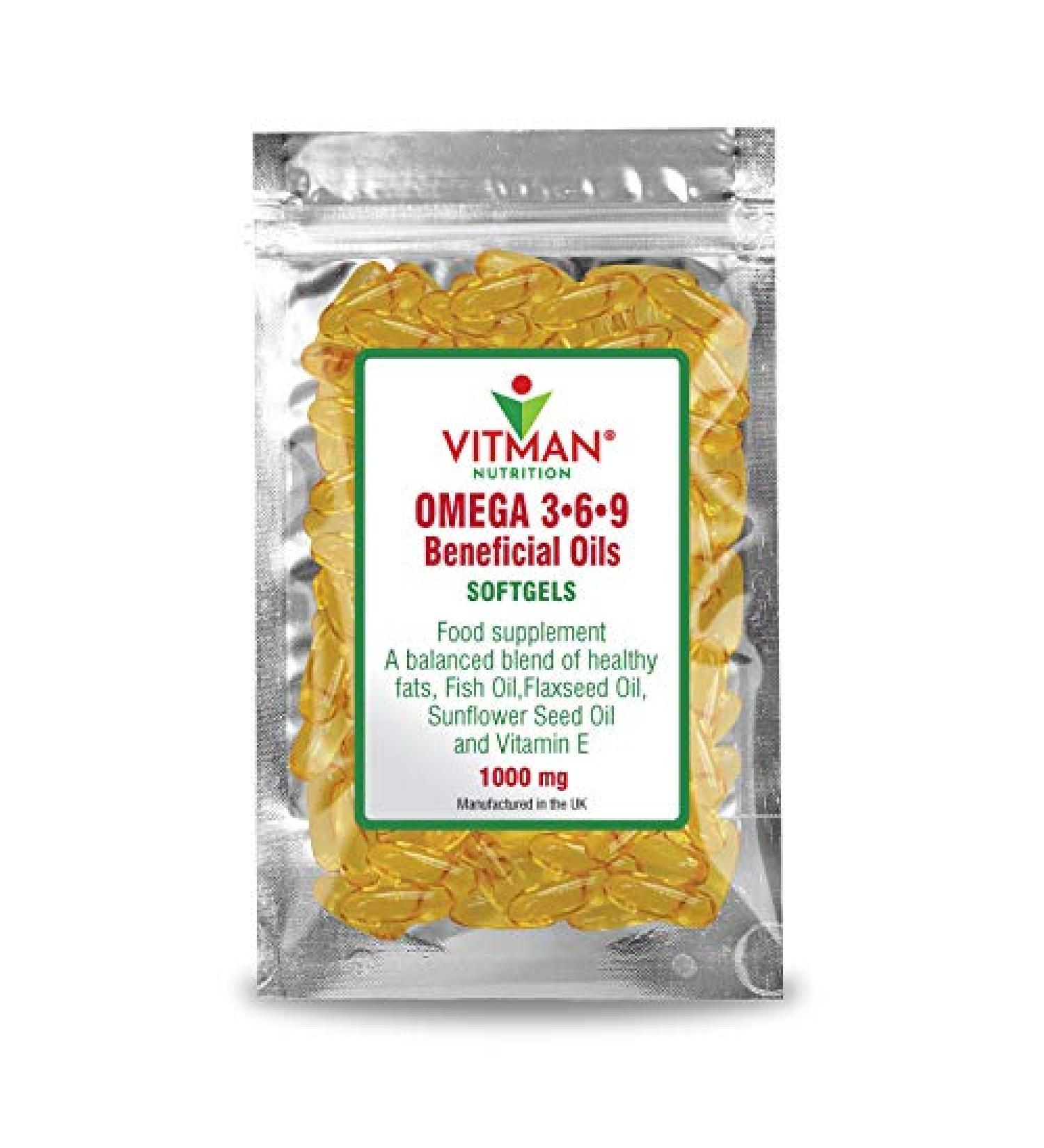 Omega 3 6 9 High Strength Fish Oil Supplement 1000mg Soft Gel Capsules with Added Vitamin E - 90 Count - Buy Online on GoSupps.com