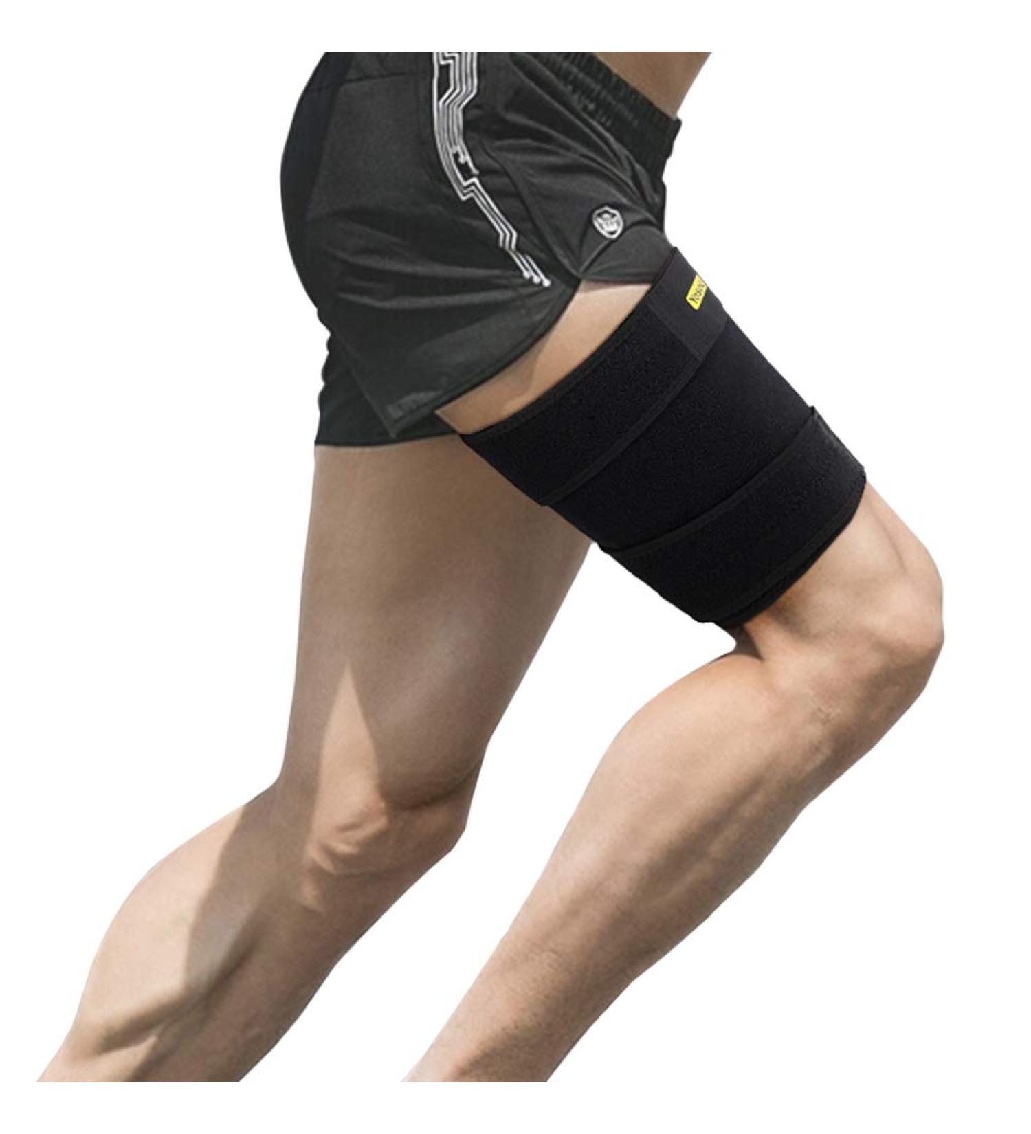 Thigh Bandage for Muscle Fiber Tear | Adjustable Neoprene Compression Sleeves with Velcro | Pain Relief & Rehabilitation - Buy Online on GoSupps.com