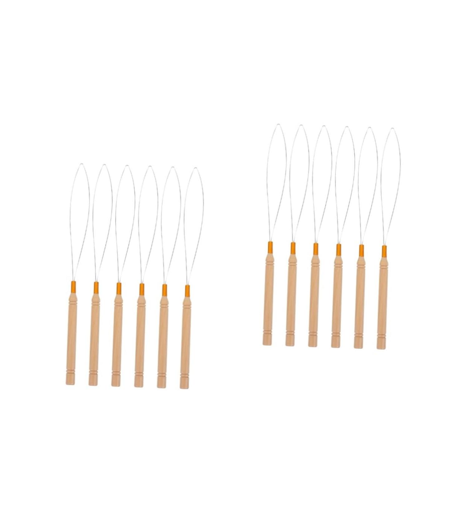 Baluue 12 Pcs Wooden Handle Wig Crochet Hair Extension Tool Pulling Hooks for Sewing Stainless Steel Khaki - Buy Online on GoSupps.com