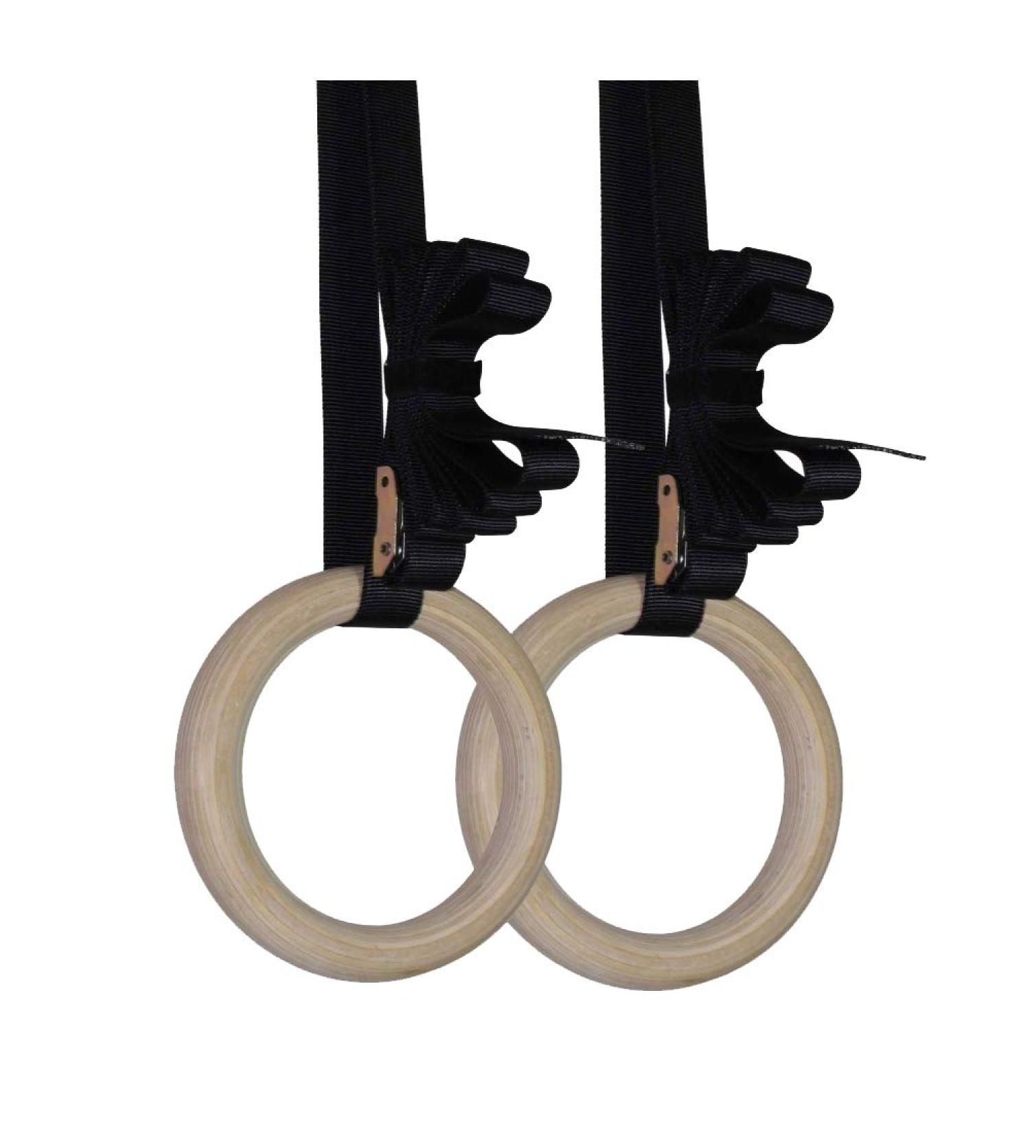 Titan Fitness Wooden Gymnastics Rings with Cam Buckle Straps - Home Gym Equipment - Buy Online on GoSupps.com