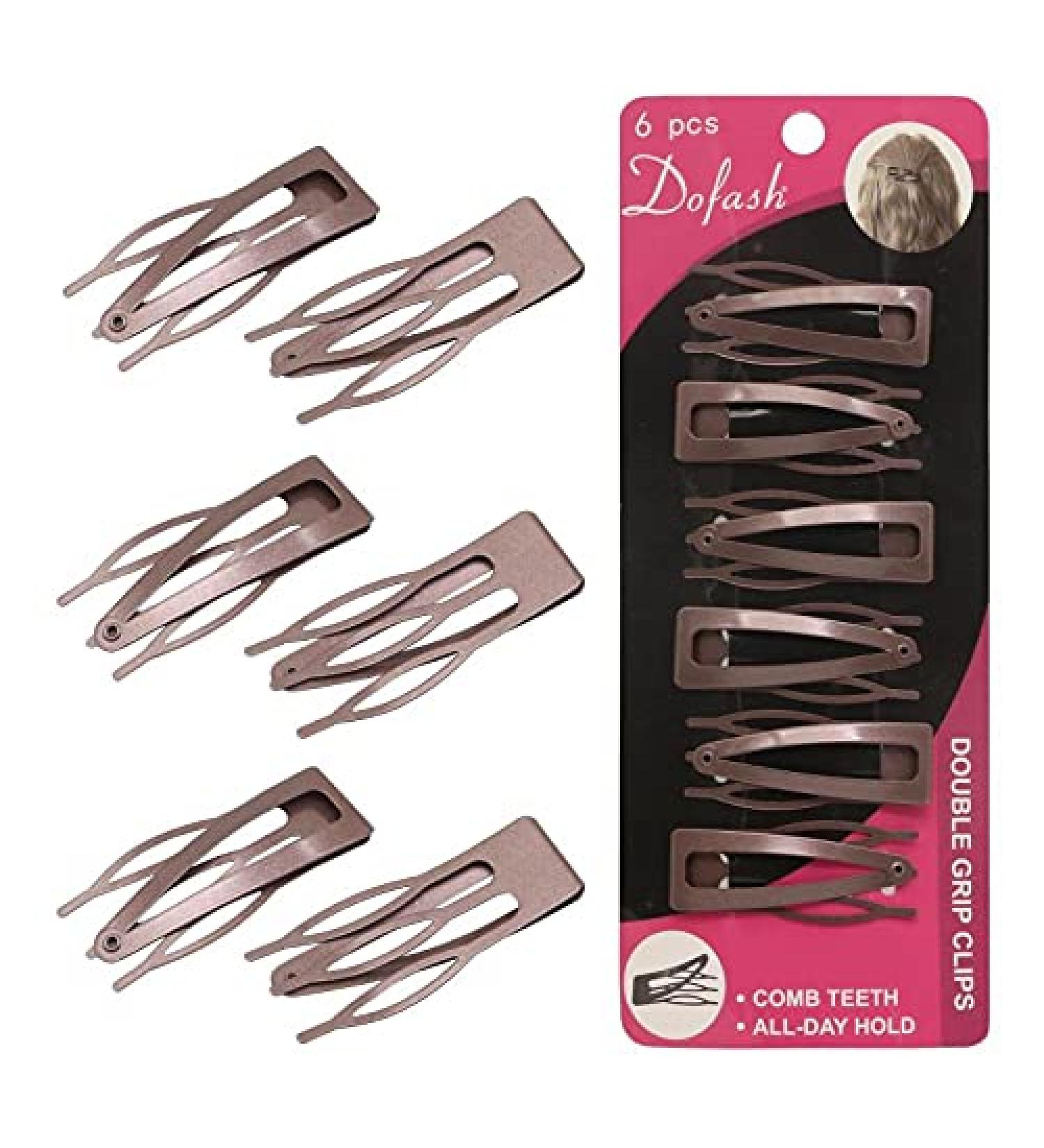Dofash Double Grip Hair Clips - 6pcs Brown Metal Barrettes & Accessories - Buy Online on GoSupps.com