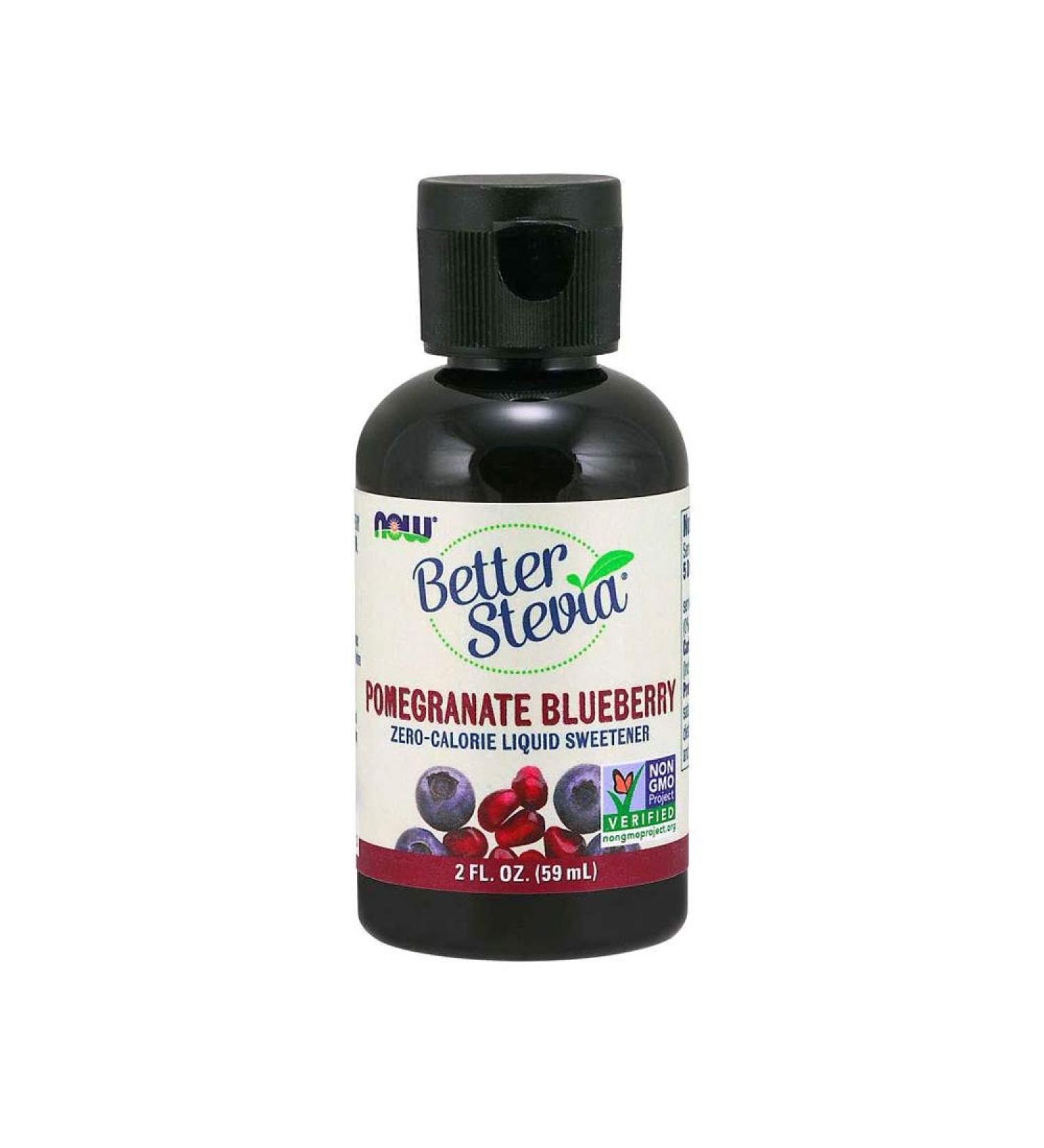 Now Foods Better Stevia Pomegranate Blueberry Zero-Calorie Liquid Sweetener - 2 fl oz - Buy Online on GoSupps.com