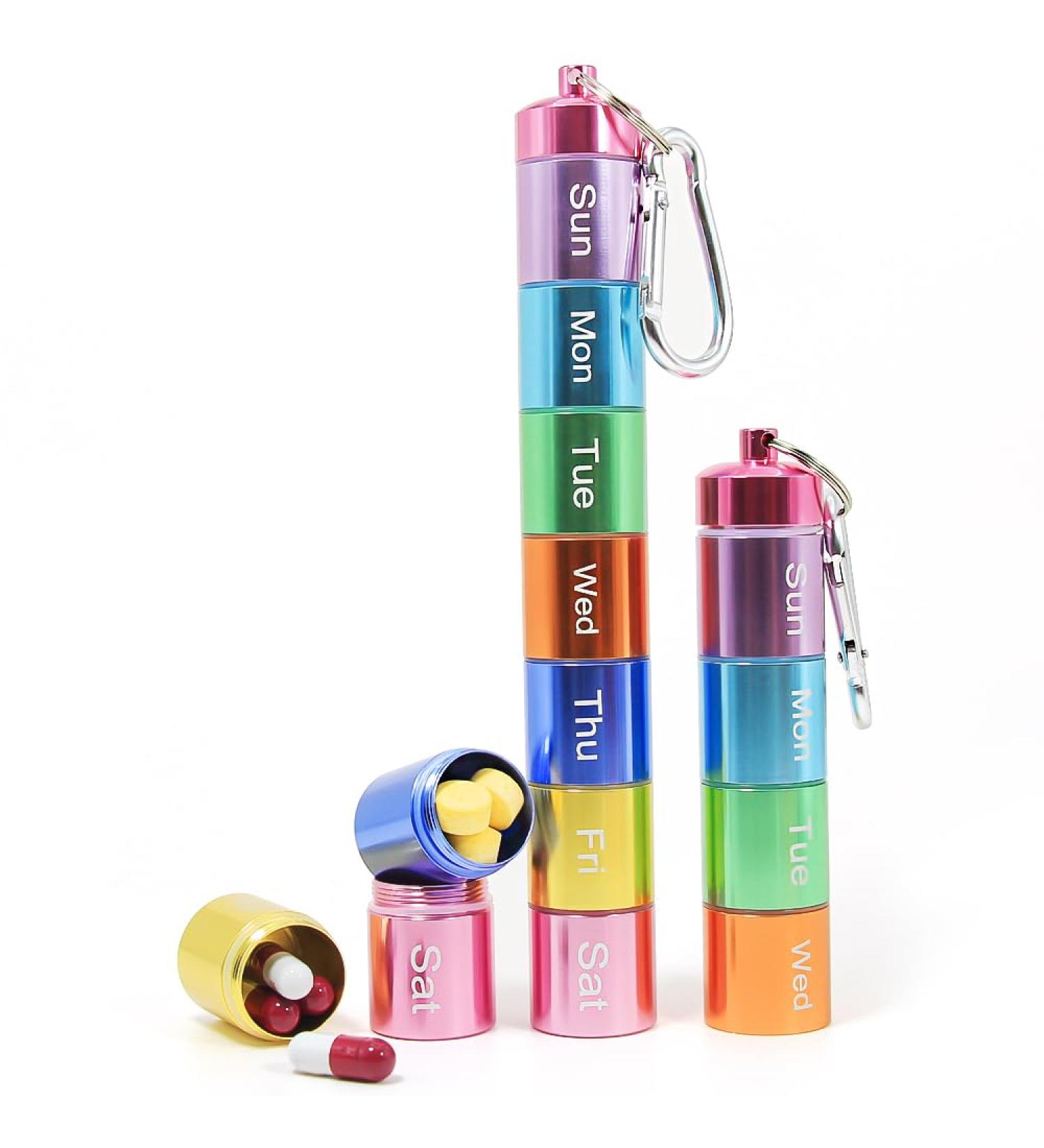 Rainbow Metal Pill Organizer - Compact & Durable 1 PCS Medicine Organizer for Travel - International Shipping Available - Buy Online on GoSupps.com