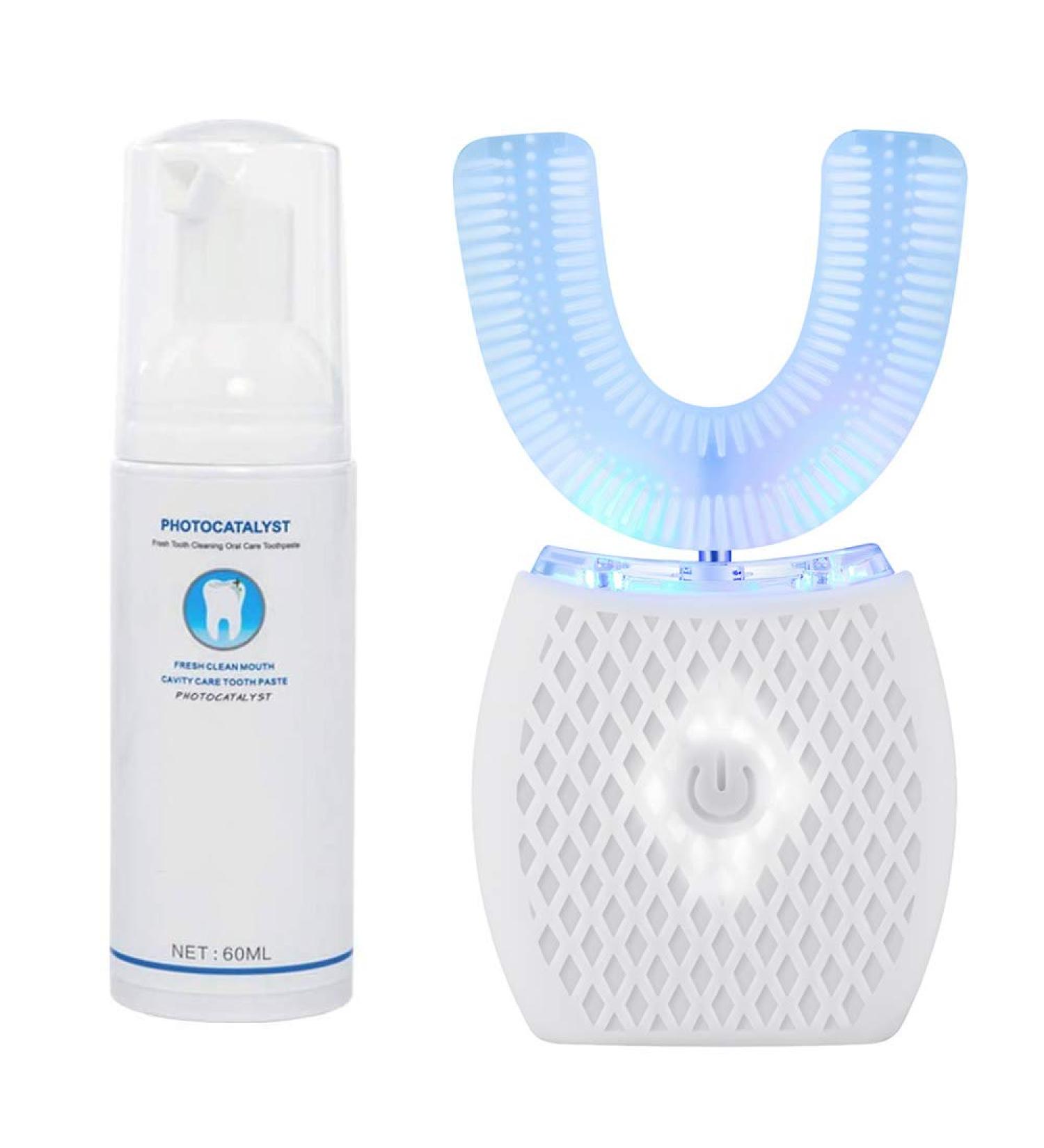 Automatic 360 Sonic Toothbrush for Adults - Waterproof, Rechargeable & Portable Teeth Whitening Brush - Ideal for Travel and Household Use - White - Buy Online on GoSupps.com