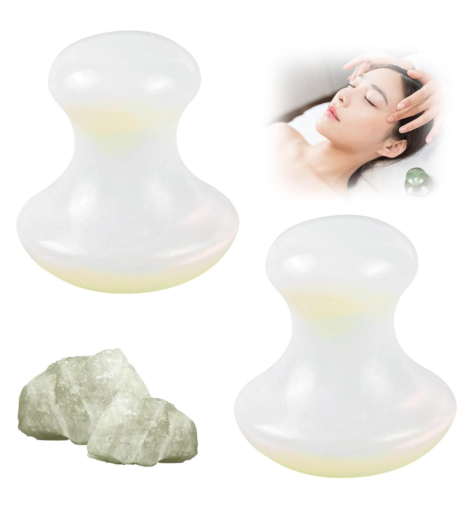 2-Piece Gua Sha Mushroom Massage Stones Set - Relaxing Face & Neck Spa Treatment - Buy Online on GoSupps.com