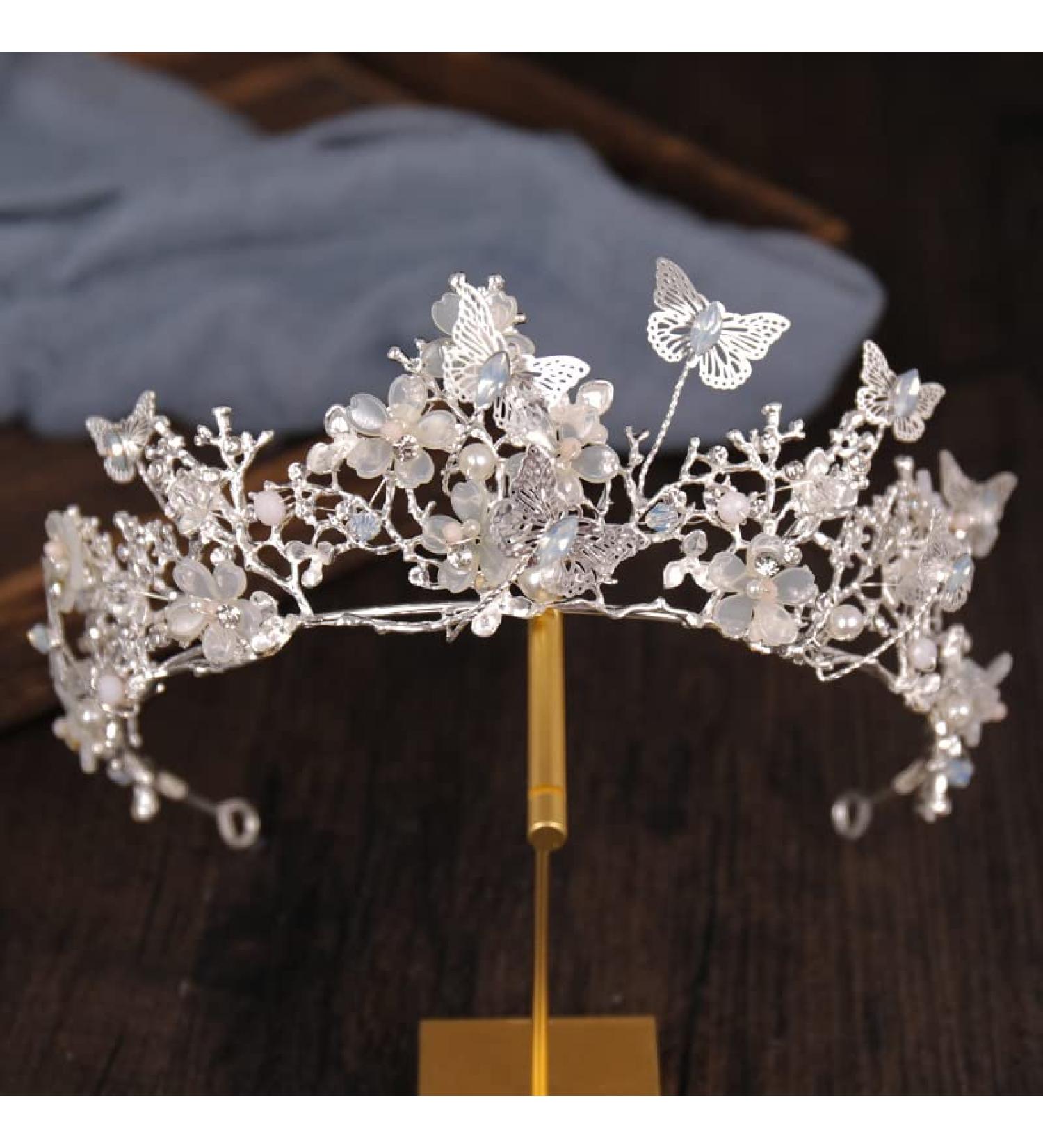 Foyte Butterfly Crown: Baroque Queen Tiara for Women & Girls - Rhinestone Bride Headpiece - Buy Online on GoSupps.com