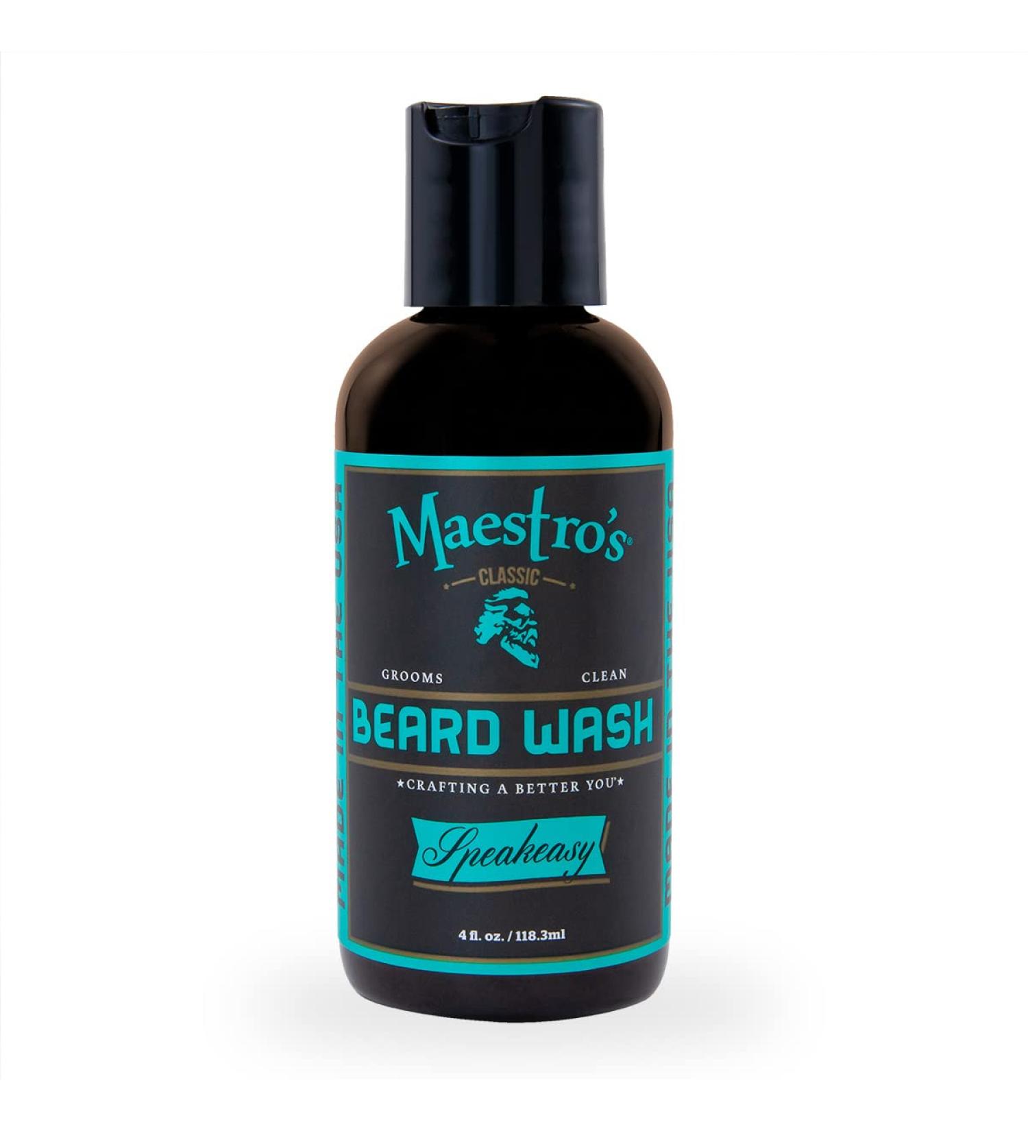 Maestro's Classic Beard Wash - Anti-Itch, Deep Cleaning, Non-Drying, Hydrating Cleanser - Speakeasy Blend - 4 oz - Buy Online on GoSupps.com