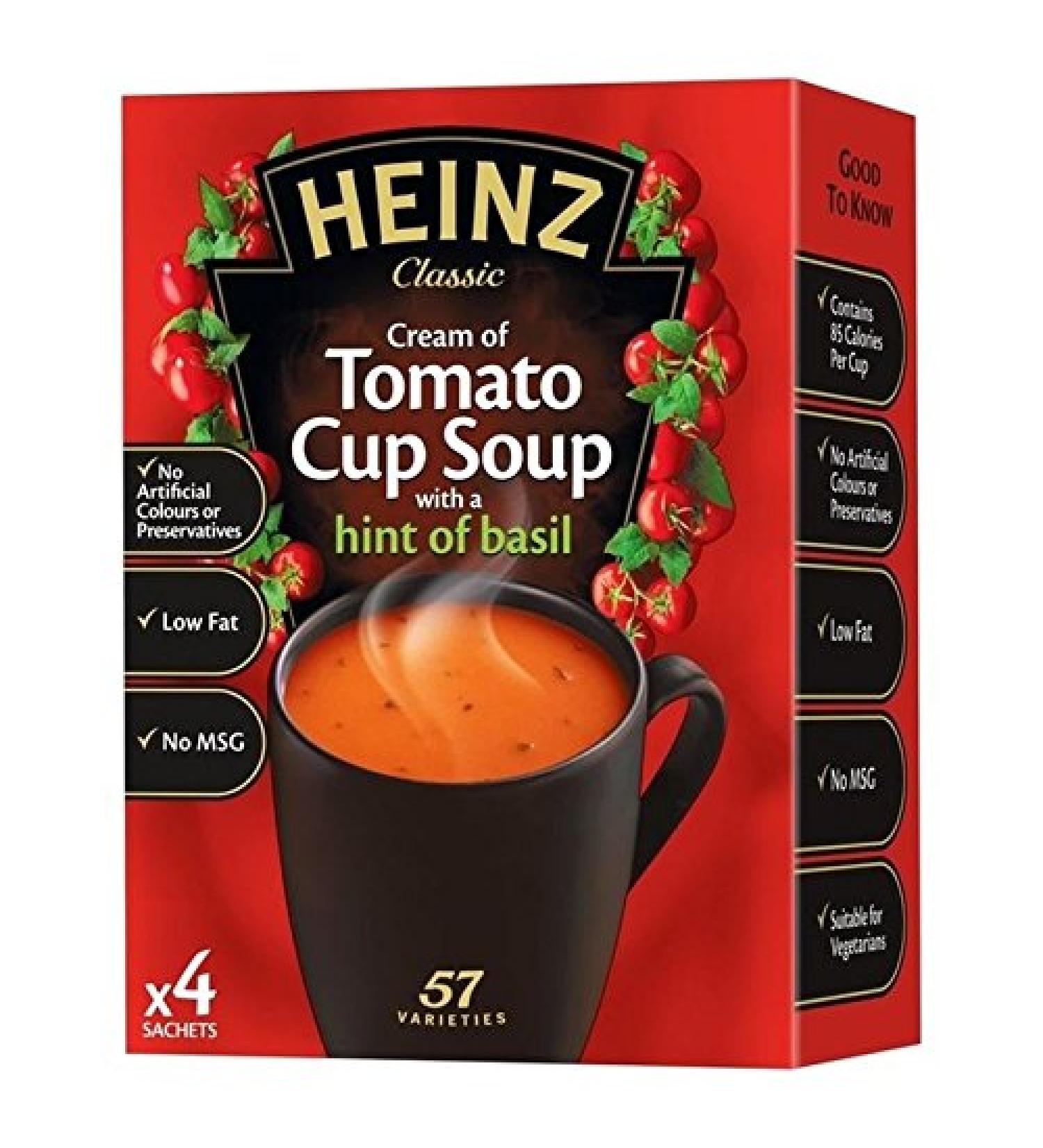 HEINZ Heinz Cream of Tomato Soup with a Touch of Basil - Dry Soup Cup - 88g - Pack of 6