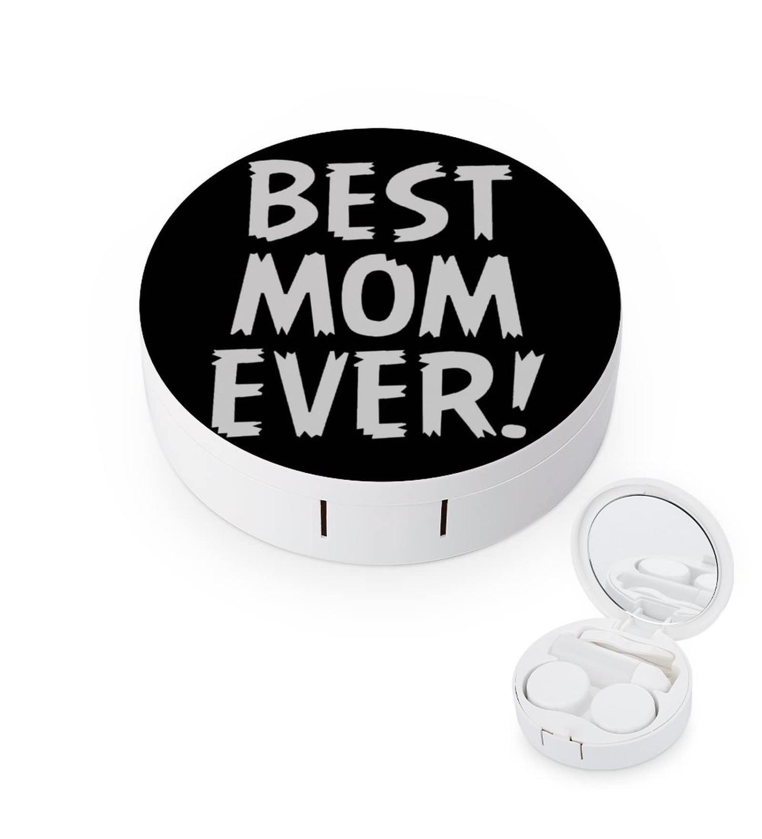 Best Mom Ever Round Case For Contact Lens Kit Storage Box with Mirror Printed - Buy Online on GoSupps.com