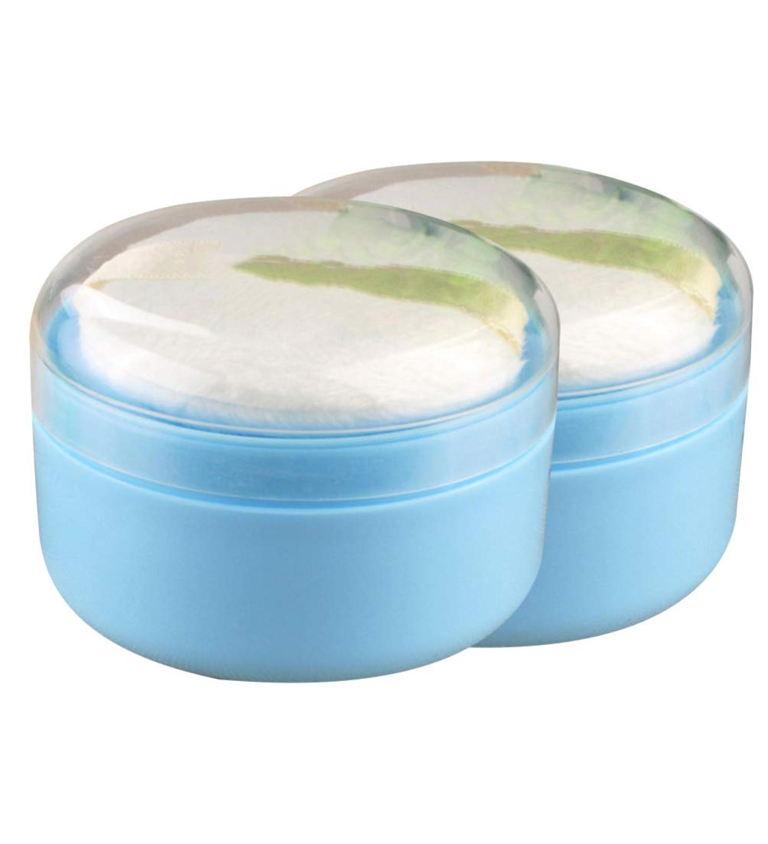 Shop Solustre 2-Piece Empty Powder Box Set - Blue Baby Powder & Talcum Container with Sponge | Ideal for Newborns Toddlers & Women - Buy Online on GoSupps.com