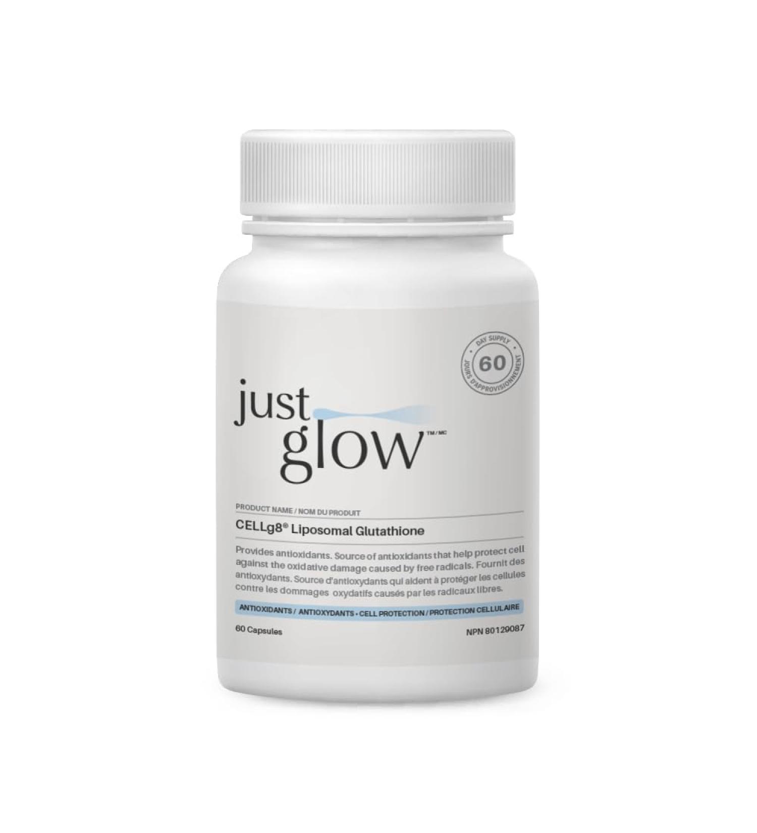 Just Glow CELLg8 Liposomal Glutathione 500mg 60 Capsules - Clinically Studied & Tested by 3rd Party - Supplement for Antioxidants Cellular Health - Made in Canada (2 Months Supply) - Buy Online on GoSupps.com