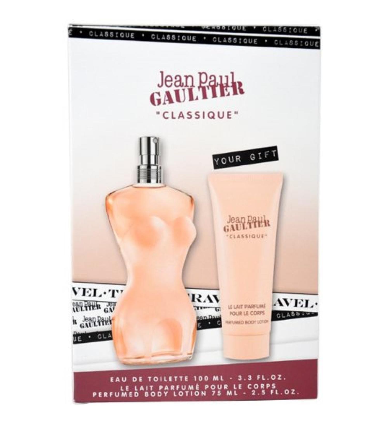 Jean Paul Gaultier Classique Gift Set for Women (3.3oz Eau De Toilette Spray and 2.5oz Perfumed Body Lotion) 3.3 Fl Oz (Pack of 1)