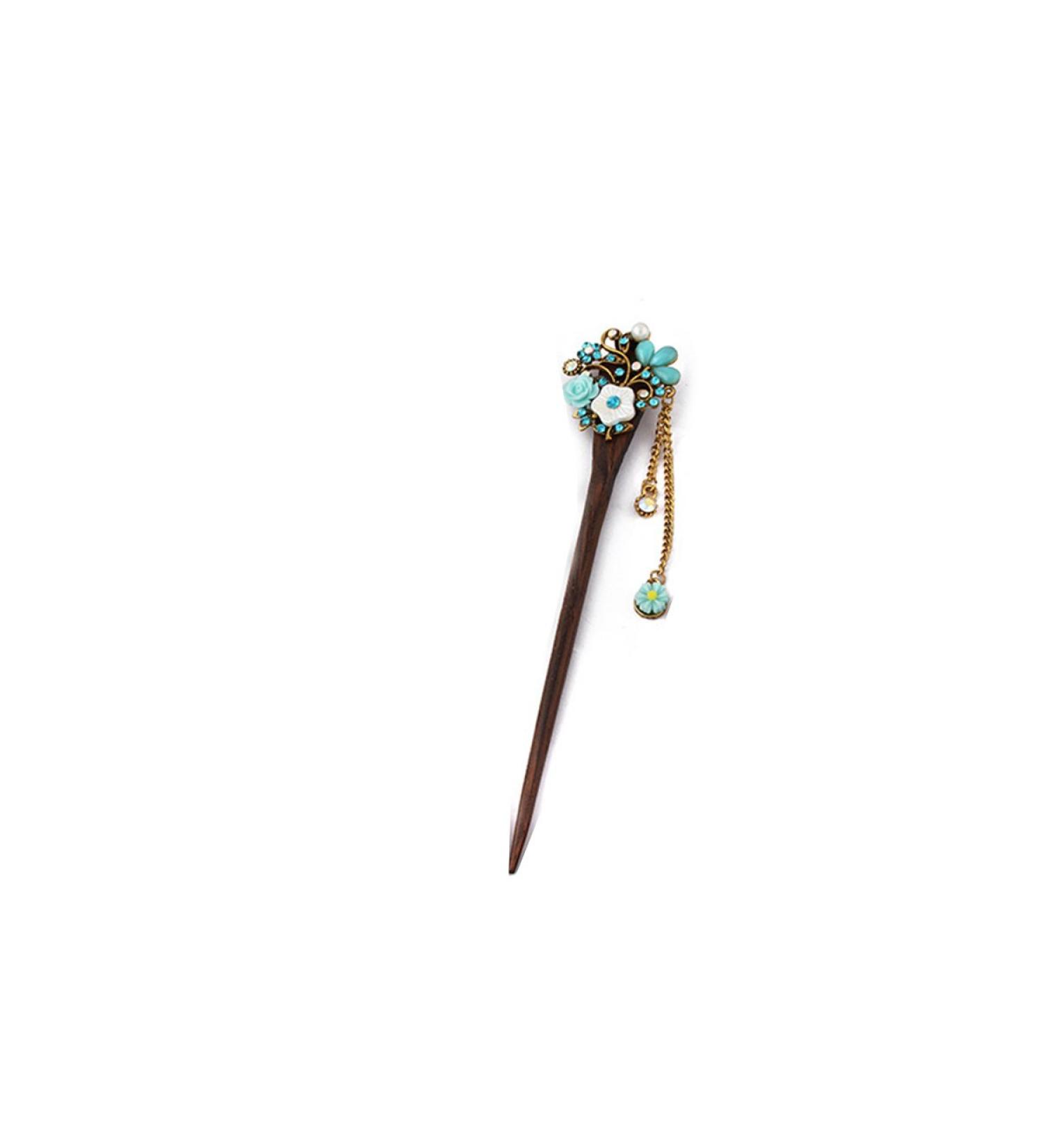 Frcolor Wooden Hair Pin Chinese Hair Sticks with Tassel Retro for Women Hair Styling Blue - Buy Online on GoSupps.com