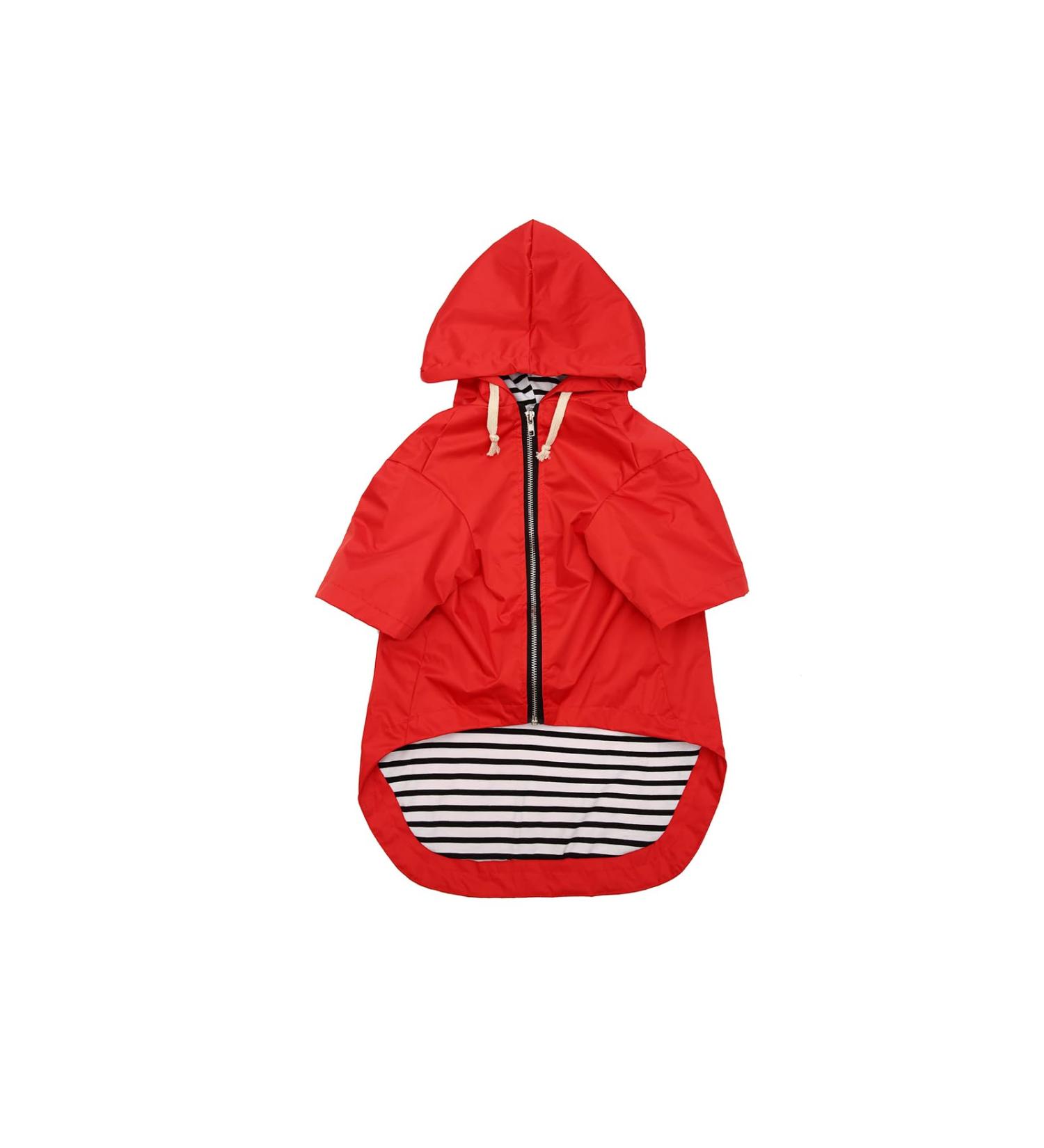Buy Minezi Hundred Coat - Reflective Buttons Wind & Rainproof Adjustable Cord Removable Hood - Red - Size M (Breast Size: 49-58cm) - International Shipping Available - Buy Online on GoSupps.com