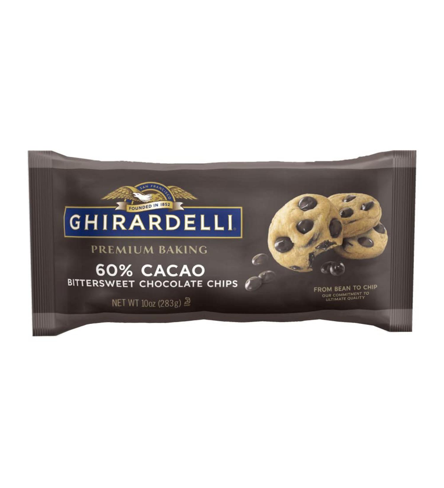 Ghirardelli 60% Cacao Bittersweet Chocolate Baking Chips - 10 oz Bag - Buy Online on GoSupps.com