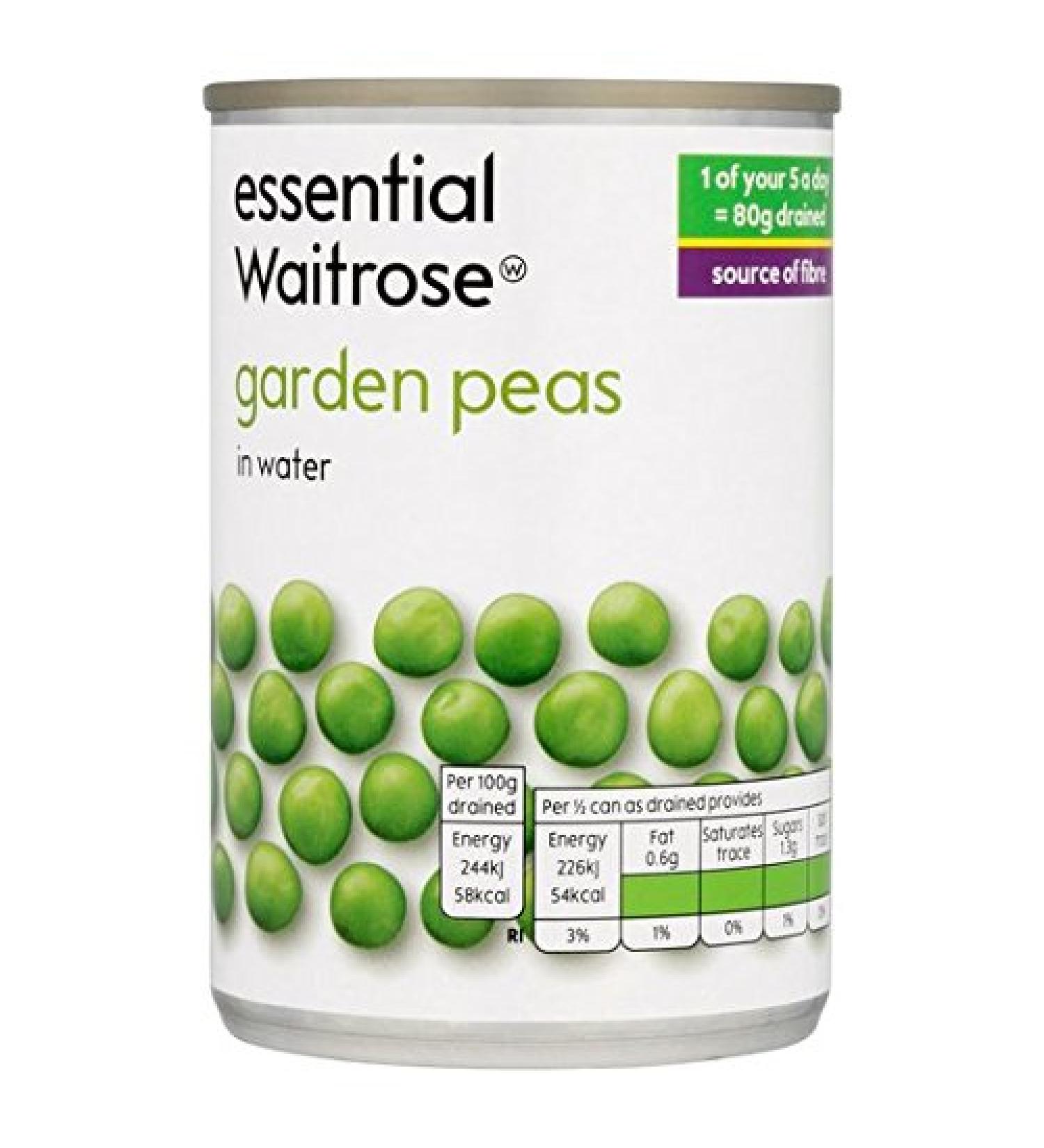 Garden peas in water mainly Waitrose 300g