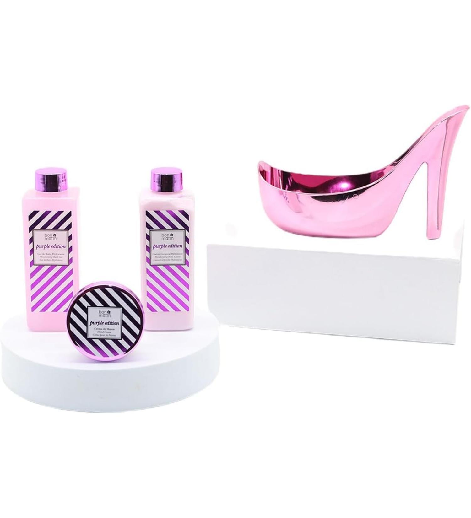 Luxurious Natural Shoe Bath Gift Set - Purple Edition - Moisturizing Body Lotion Premium Bath Gel and Hand Cream - Buy Online on GoSupps.com