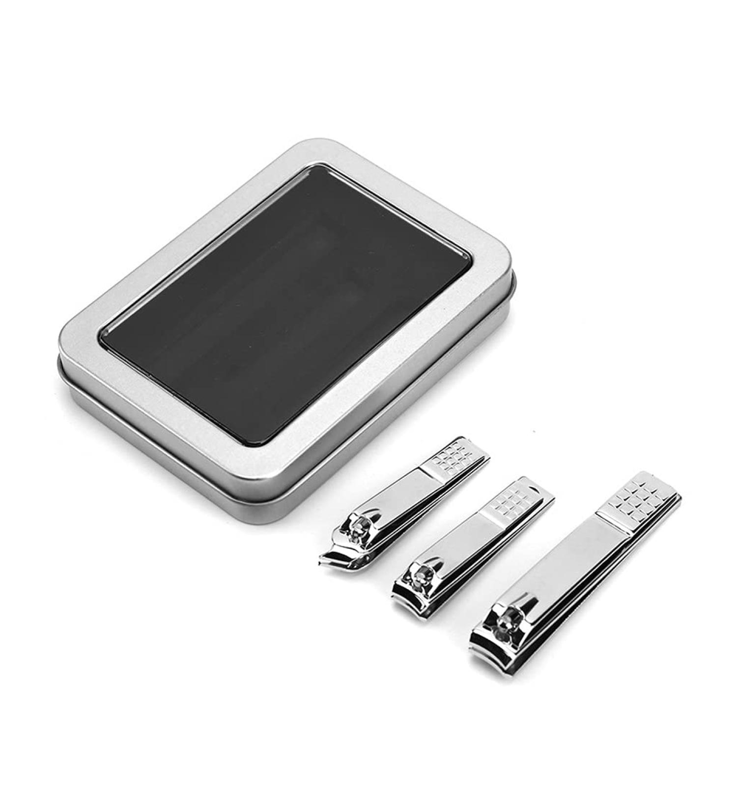 Nail Clippers Set Manicure Pedicure with Built-in Nail File Professional Nail Clippers Set 3 Pieces Ladies and Man Silver - Buy Online on GoSupps.com