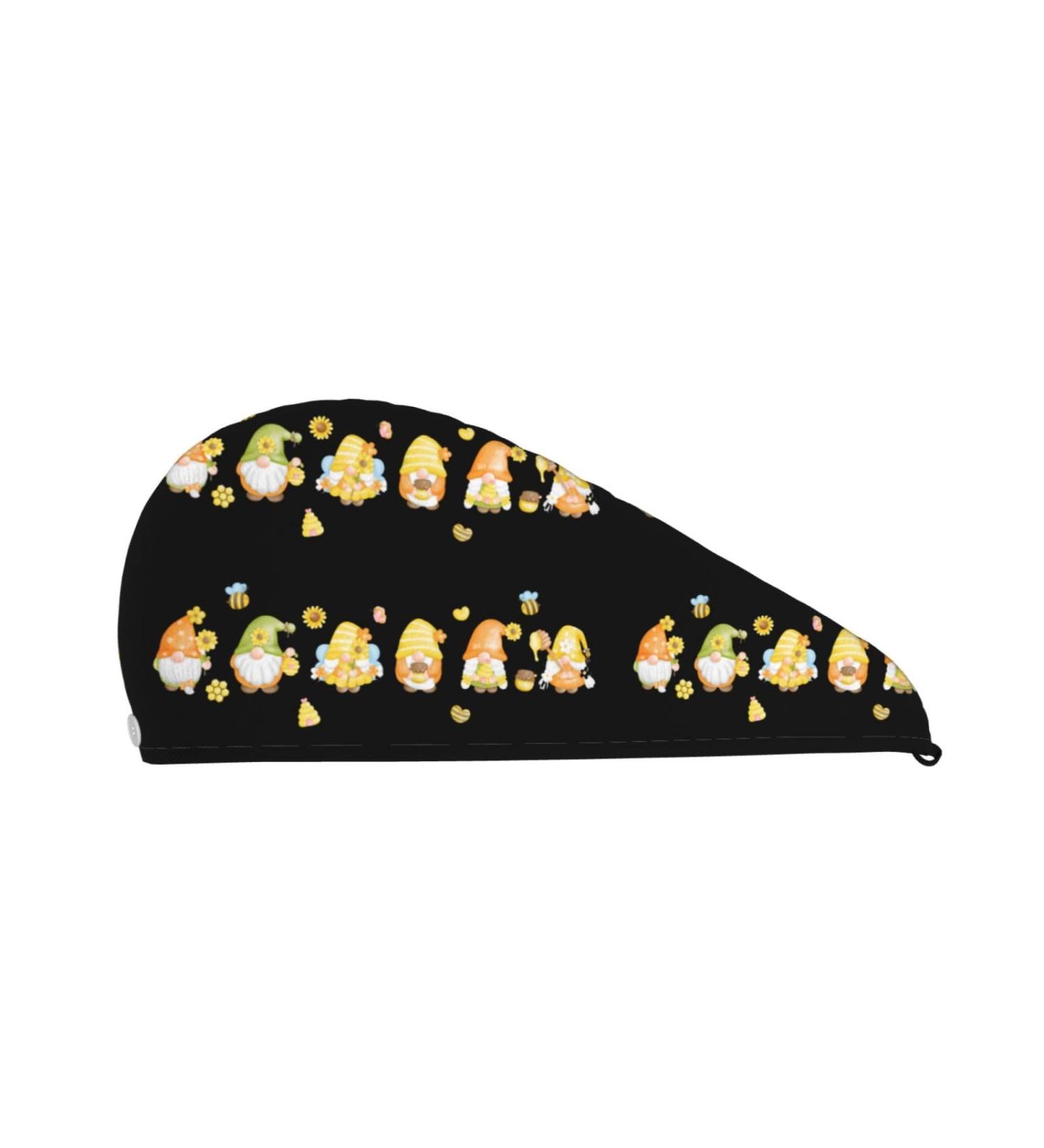 Bee Happy Sunflower Gnomes Microfiber Hair Towel - Soft Super Absorbent Coral Velvet Wrap for Long Curly & Thick Hair - Buy Online on GoSupps.com