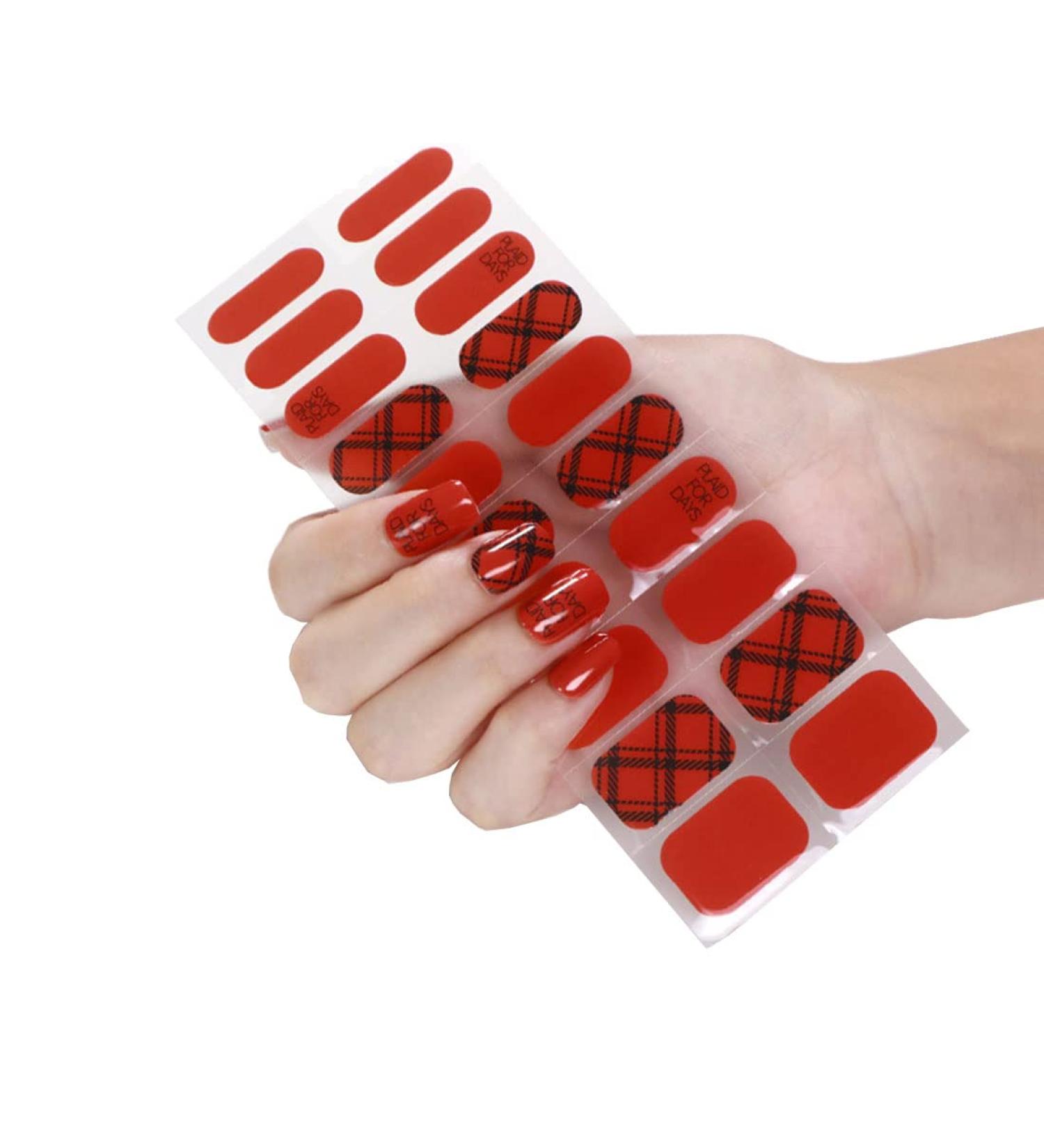 YICHEN 20PCS Nail Adhesive Wrap Gel Nail Polish Strips Stickers Full Wraps Semi-Cured Nail Sticker Waterproof Self-Adhesive Gel Stickers Decals with Nail Tools for Women Girl(UV/LED Lamp Required) Color 11 - Buy Online on GoSupps.com