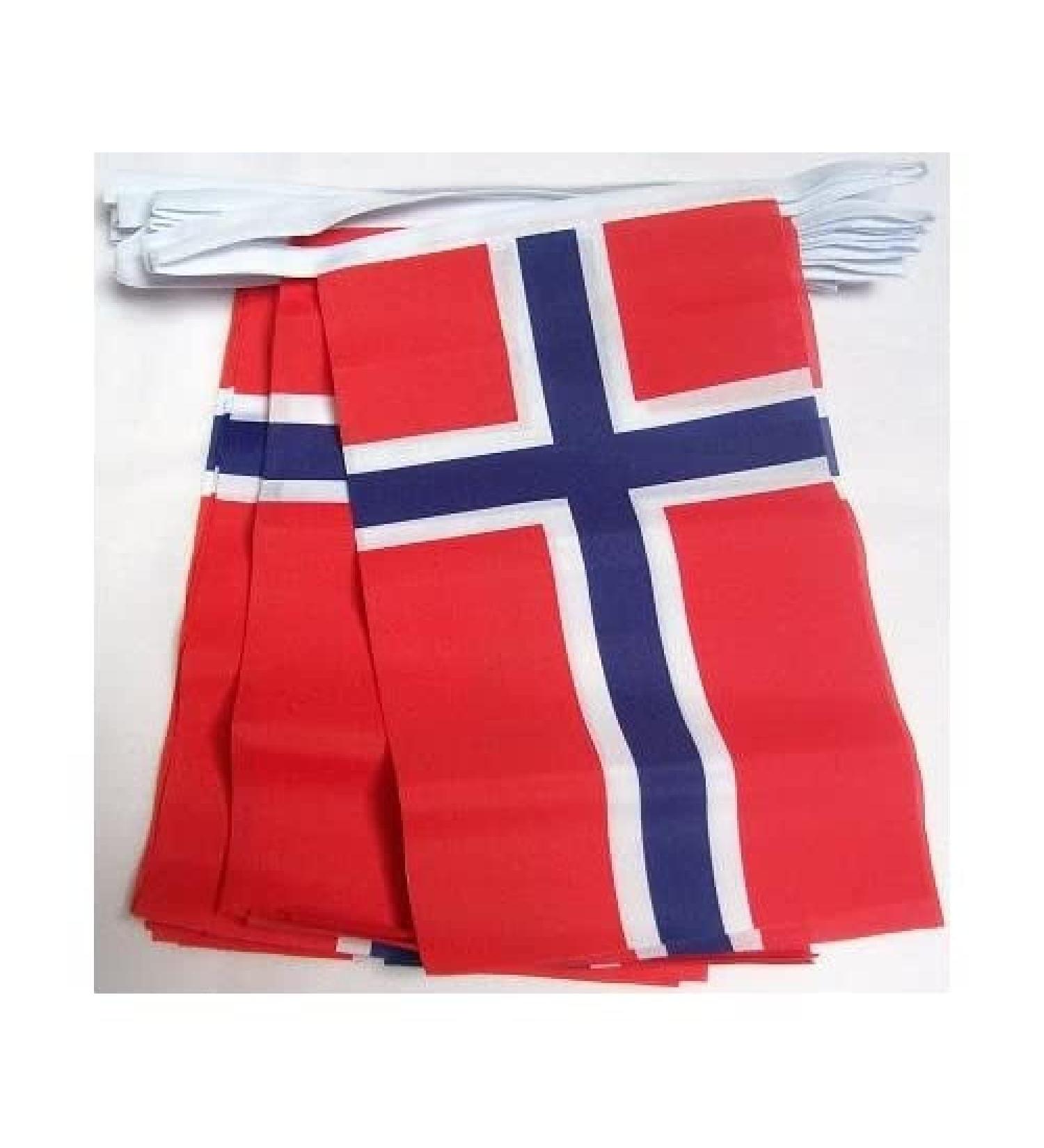 AZ FLAG FLAG CHAIN NORWAY 4 meters with 20 flags 15x10cm - NORWEGIAN garland flag chain 10 x 15 cm