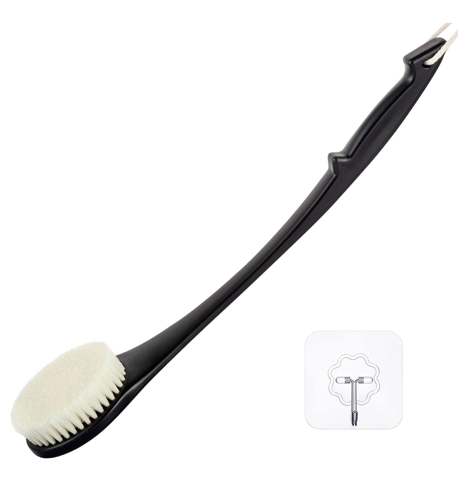 17 Never Mold Body Brush Back Scrubber for Men Women Elderly - Long Handle Exfoliating Dry Brush for Deep Exfoliation & Soft Glowing Skin (Black) - Buy Online on GoSupps.com